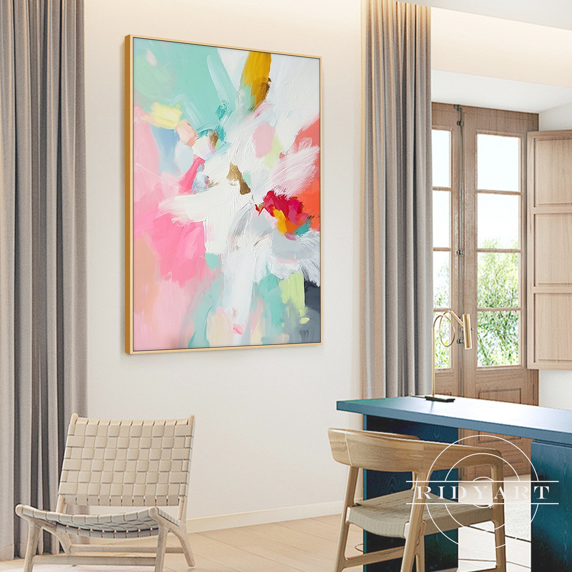 Soft brushstroke abstract artwork in modern pastel tones