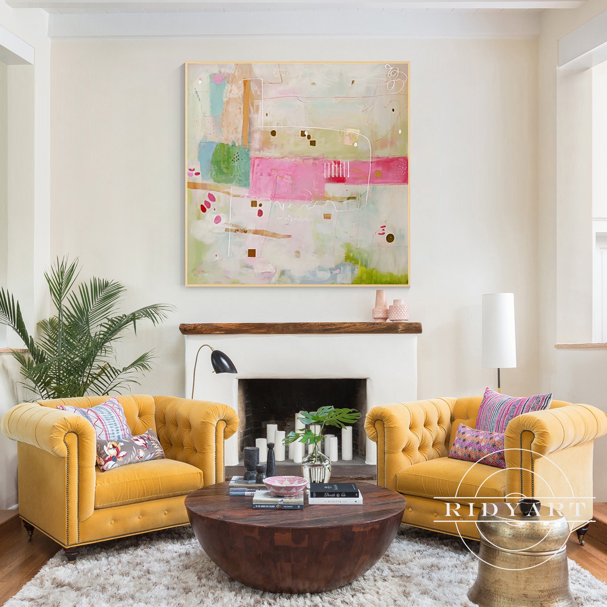 modern abstract pastel canvas for bedroom