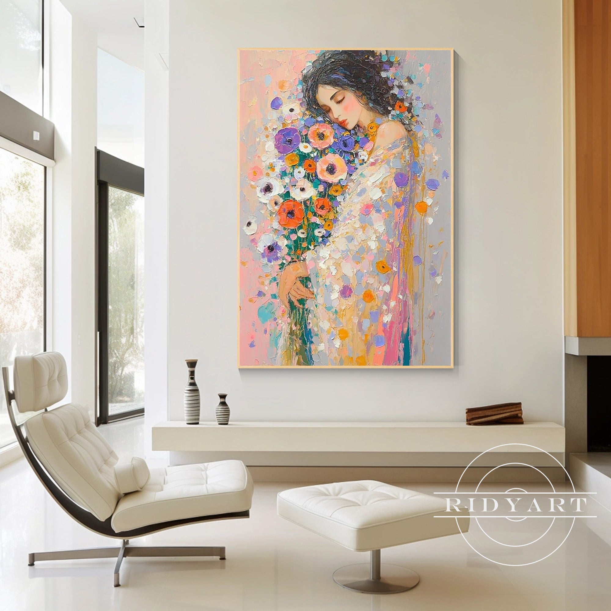 floral portrait wall art for living room decor