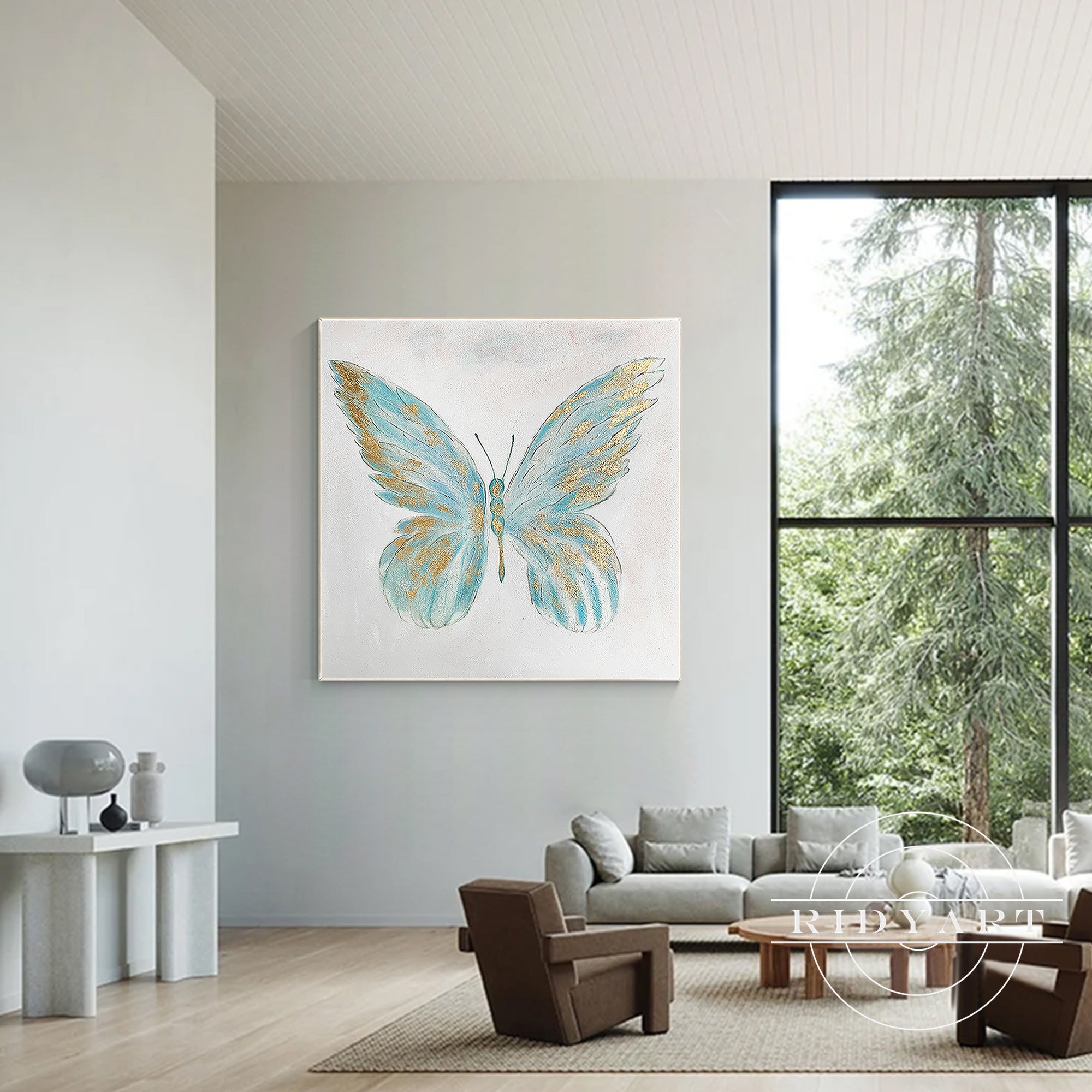 Square butterfly artwork framed