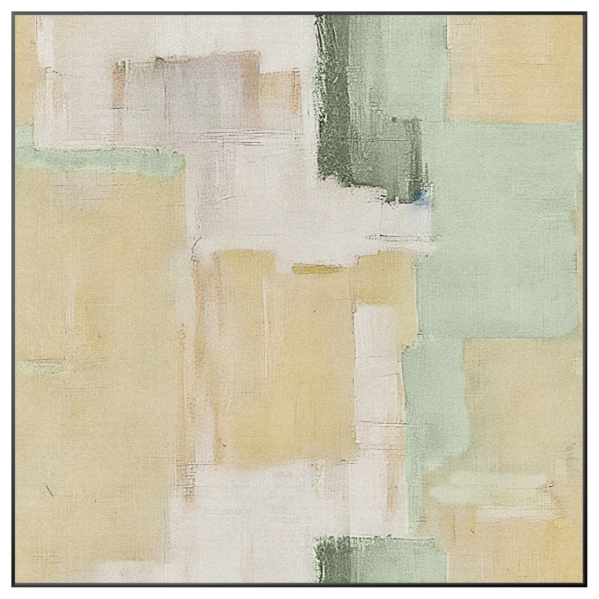 Beige and green abstract textured wall art