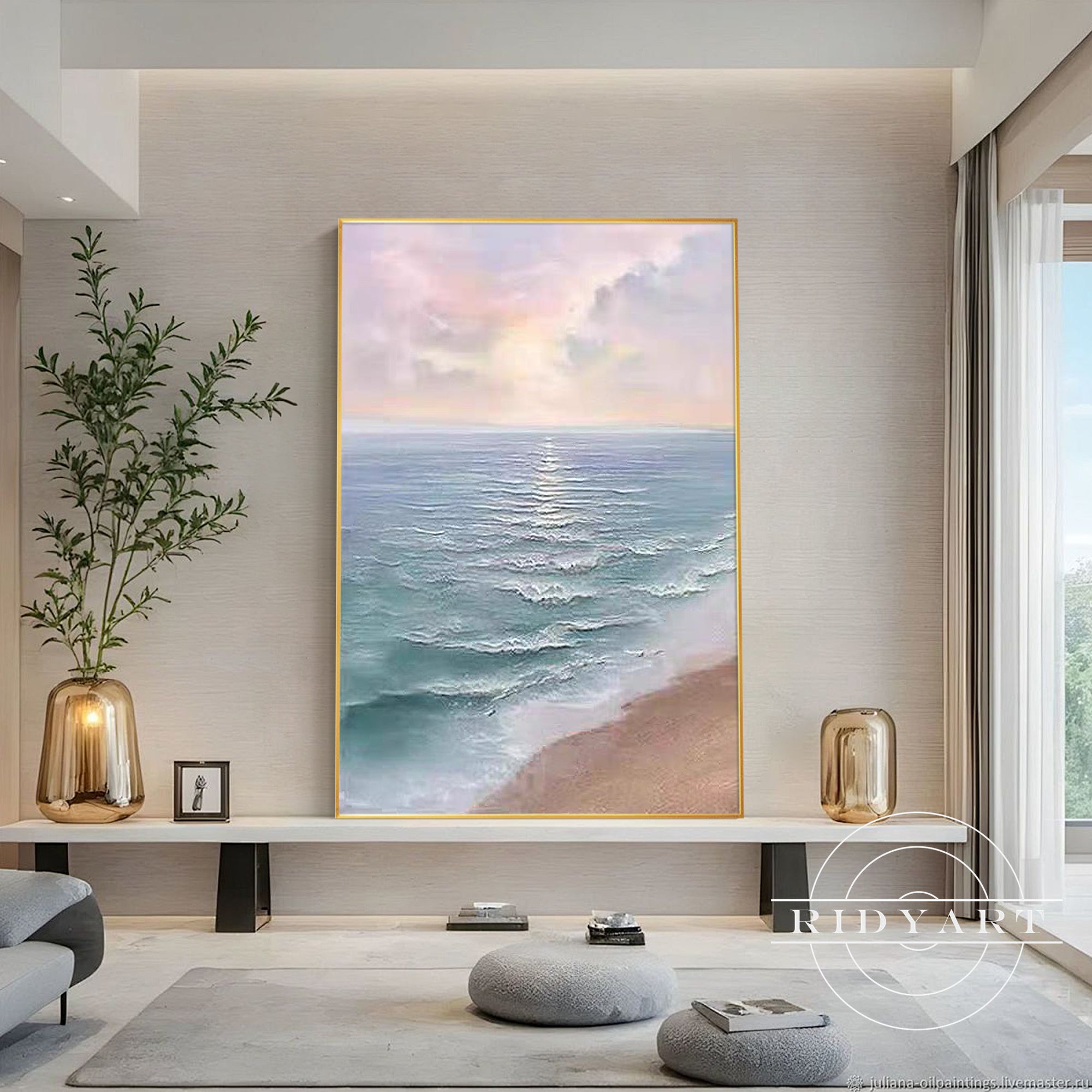 Large coastal abstract canvas artwork