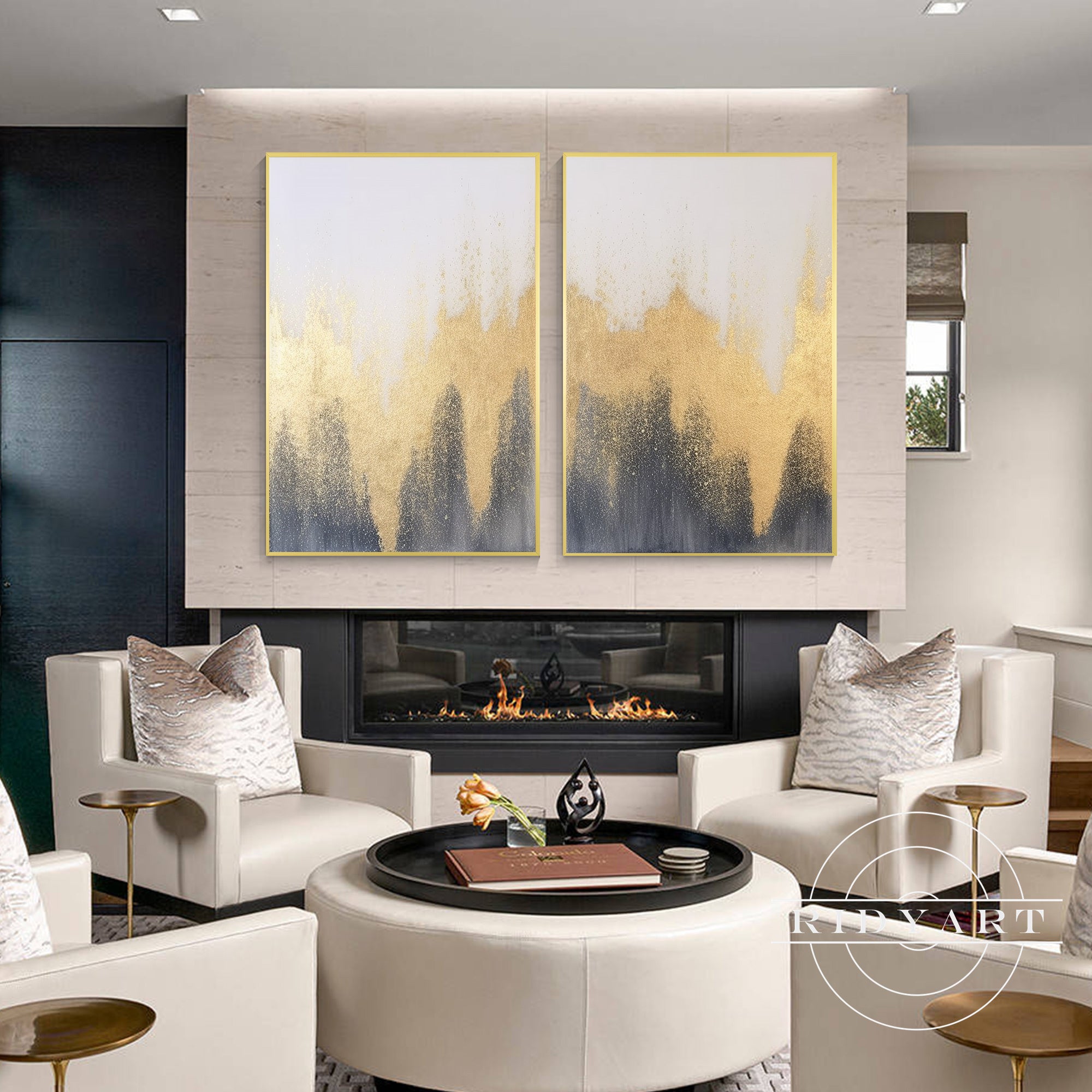 Textured luxury abstract paintings set for home interiors