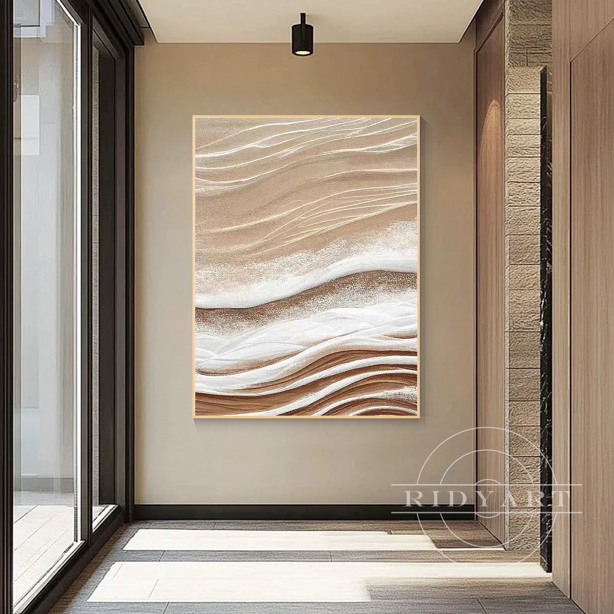 Hand-textured beige abstract wall decor for modern interiors