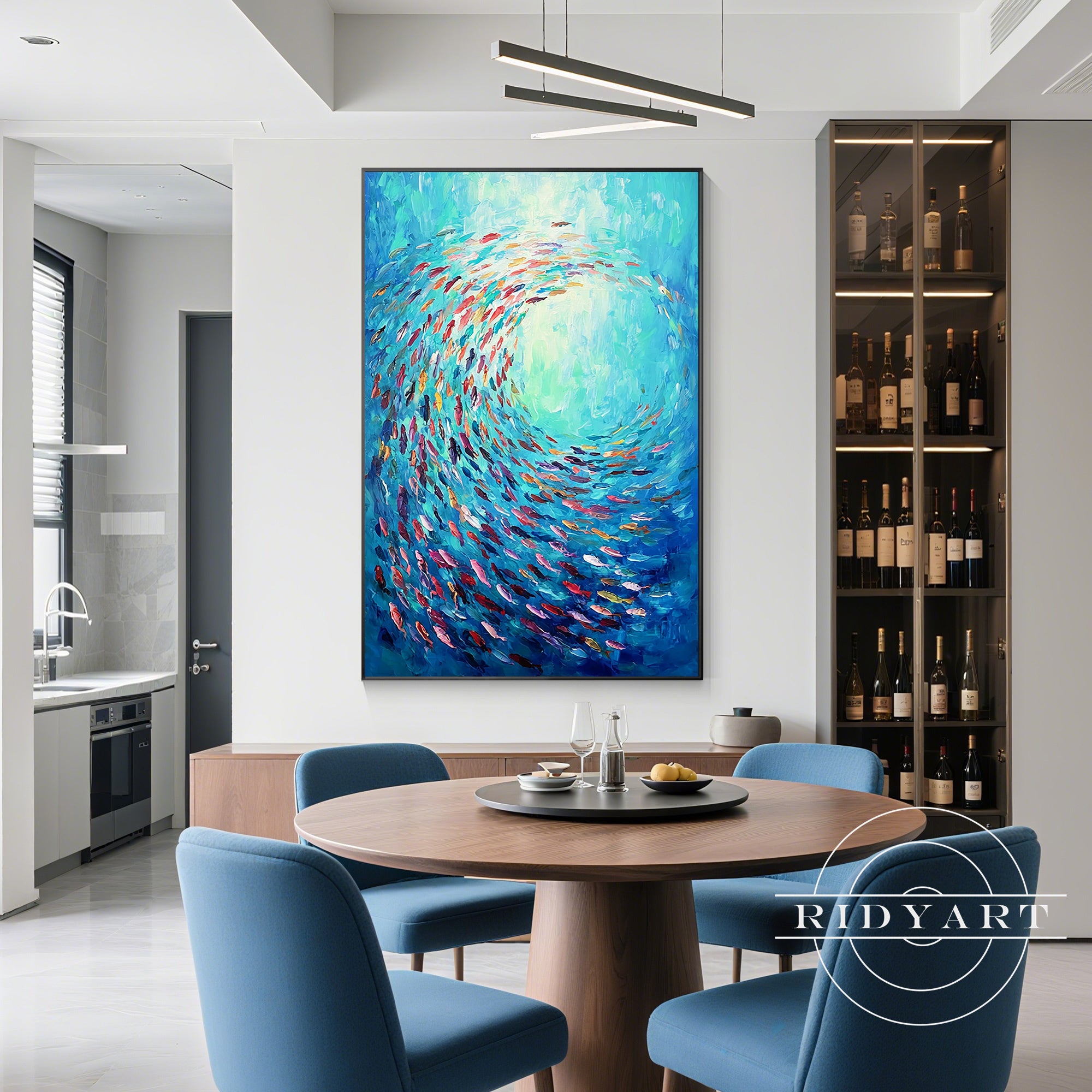 Nautical wall decor featuring colorful marine life