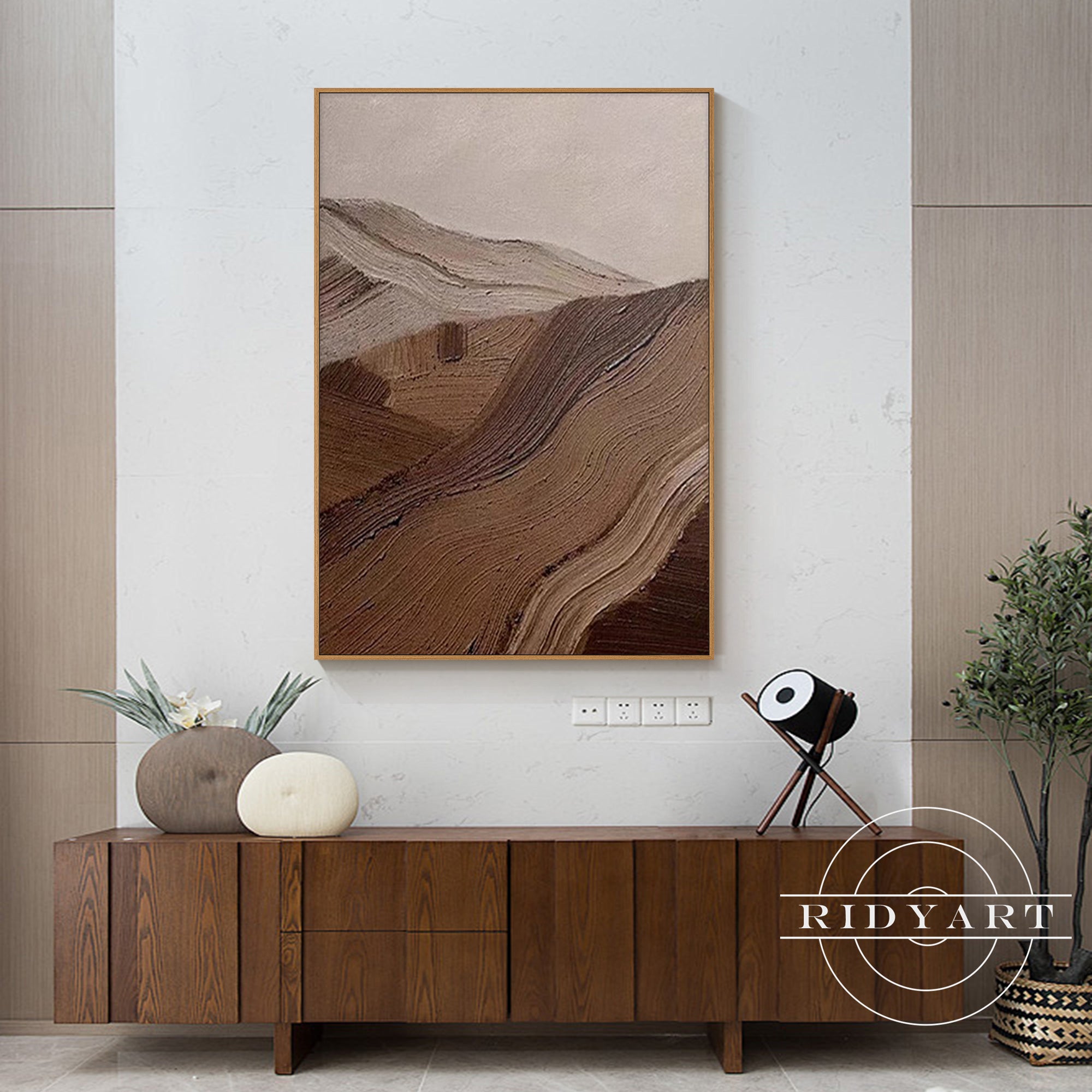 Nordic-inspired brown and beige abstract canvas wall art for modern homes