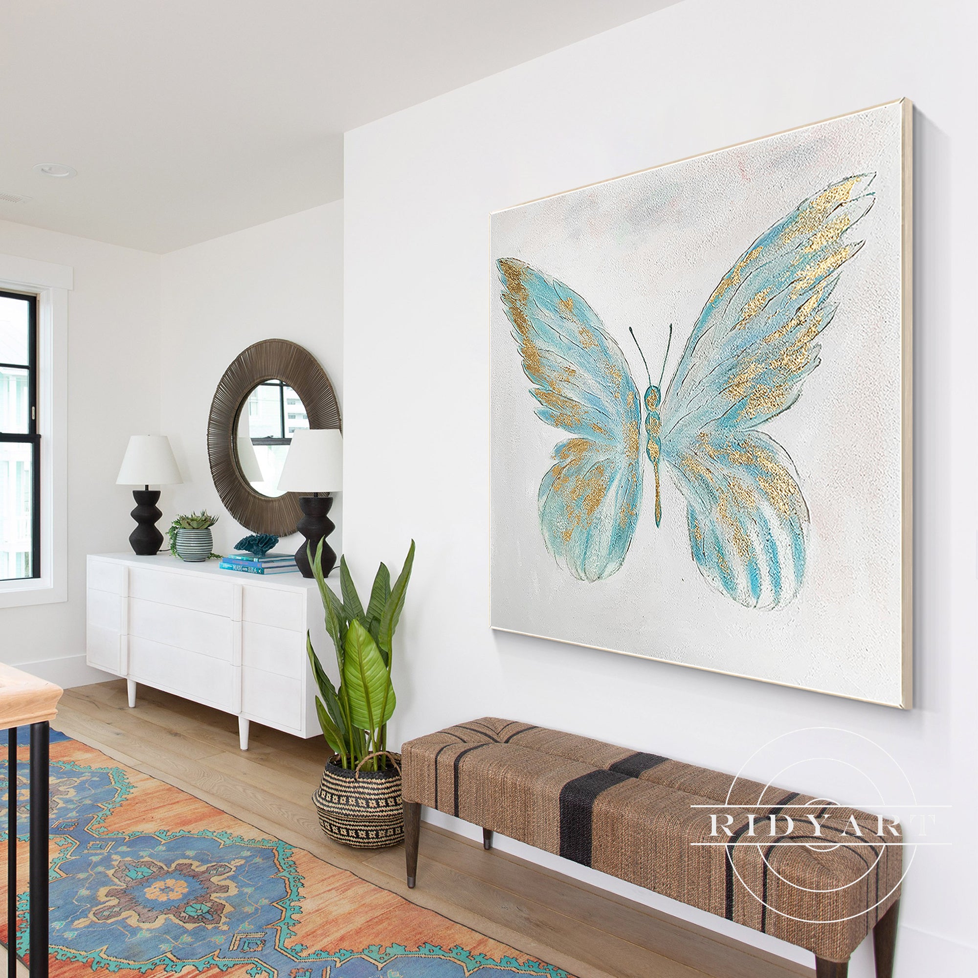 Textured butterfly painting on canvas