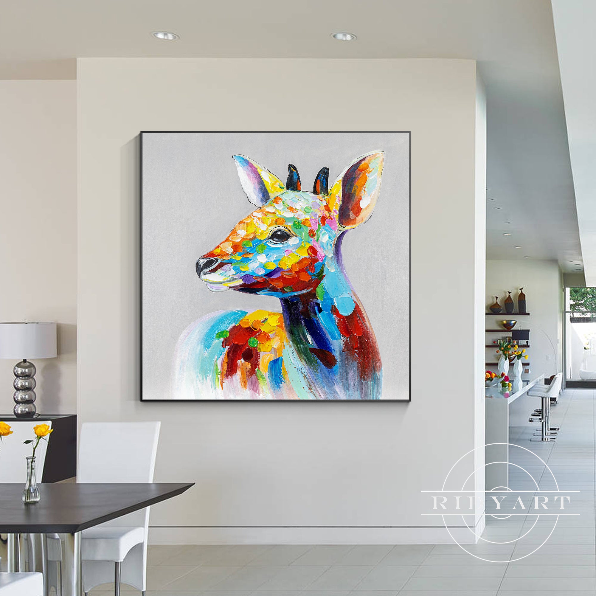 Textured deer painting on canvas