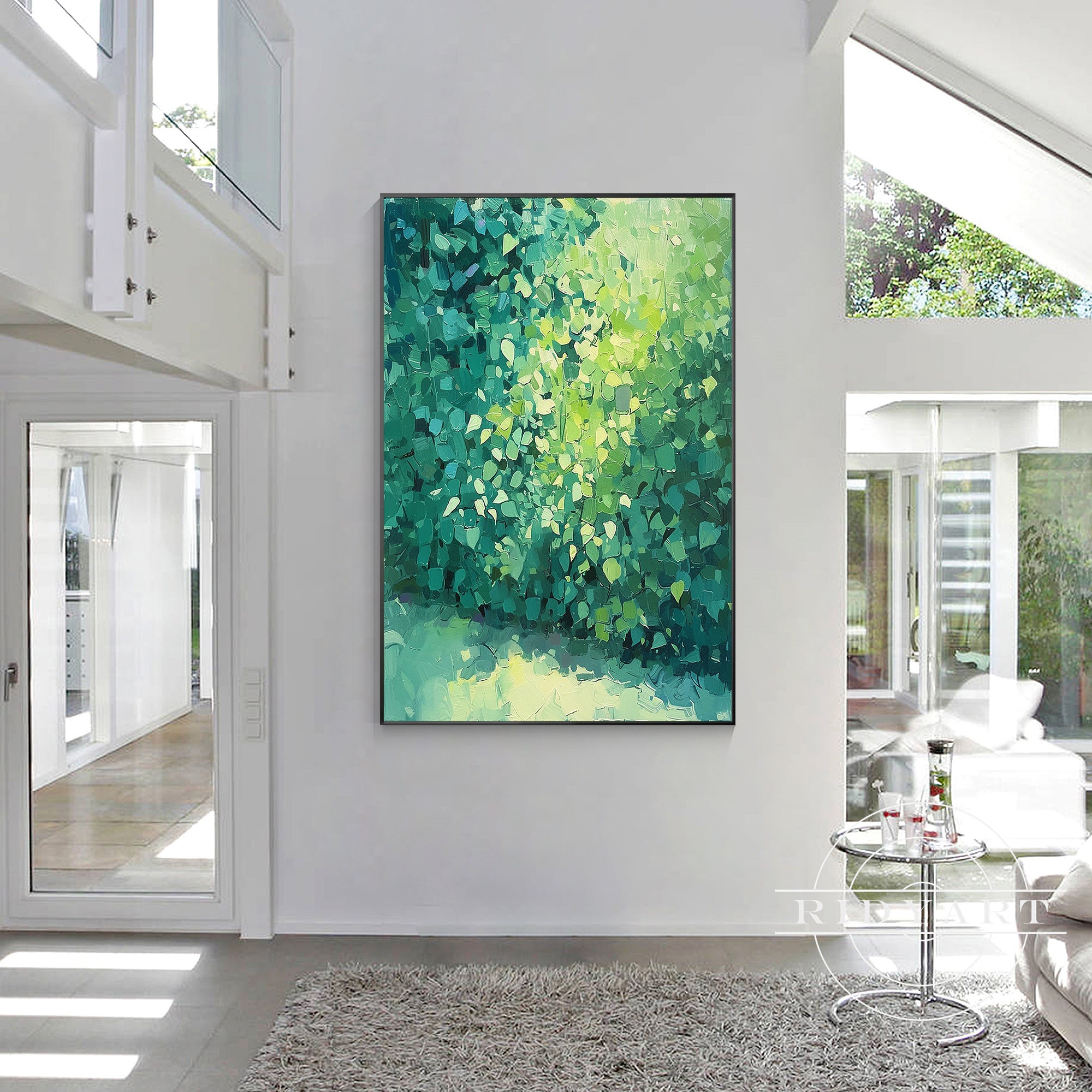 Emerald textured canvas wall art