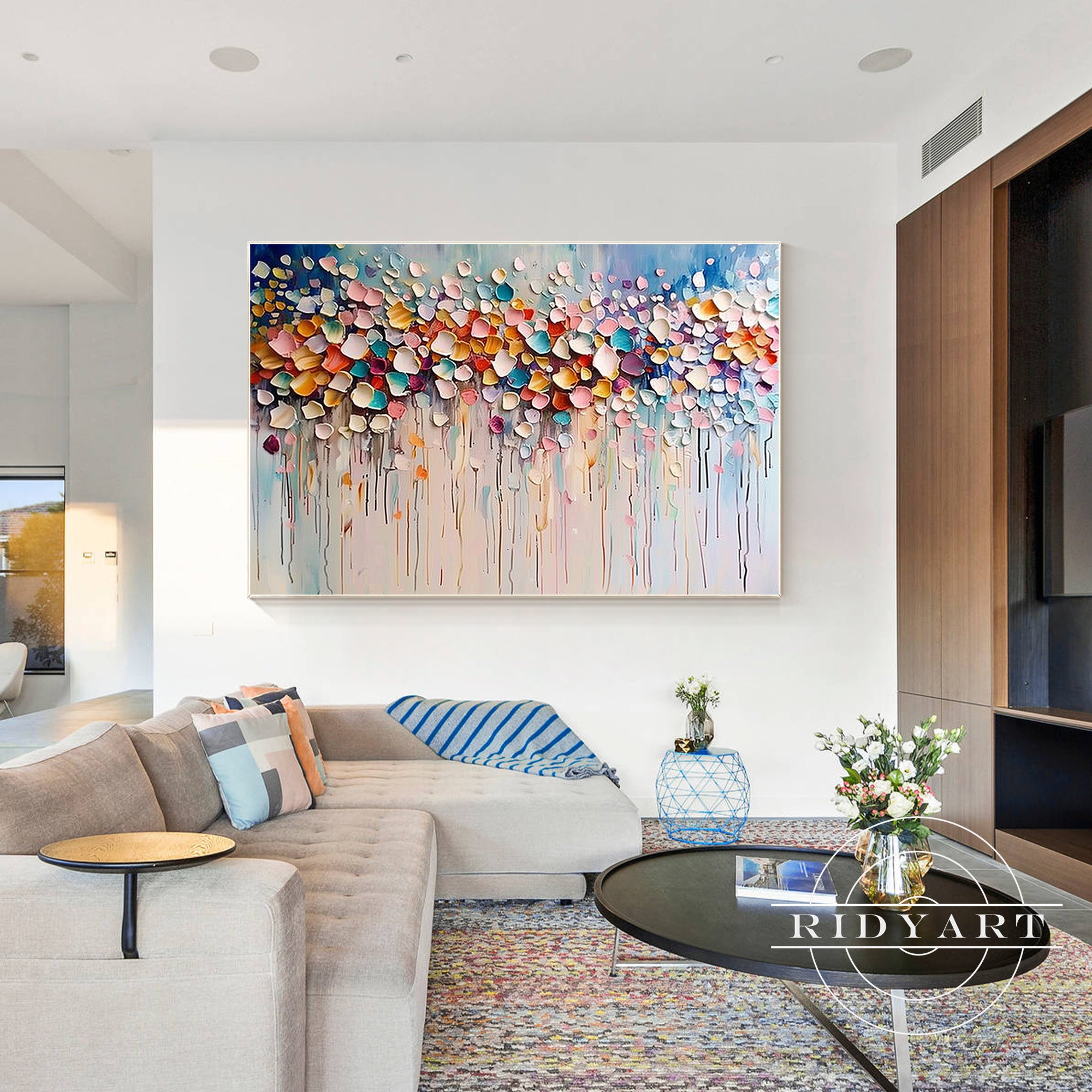 Textured multicolor wildflower wall decor for living room
