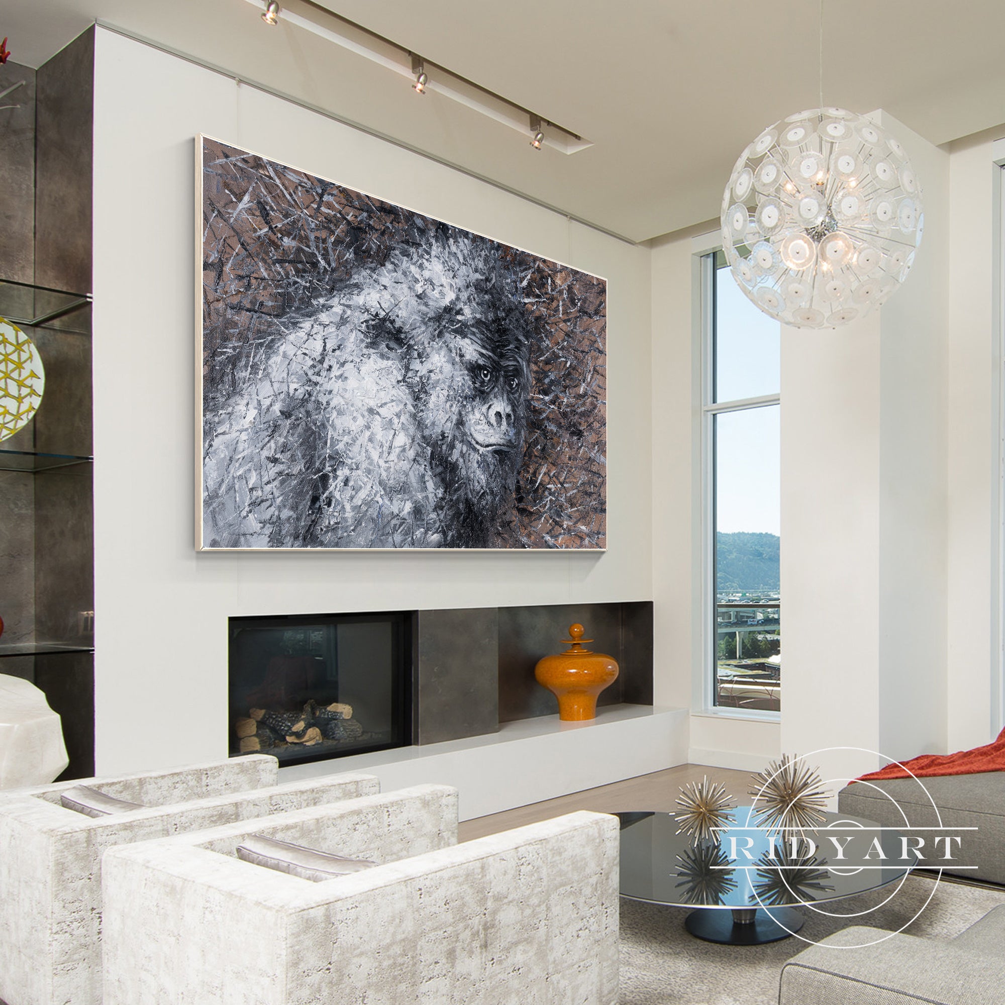 Textured gorilla wall art horizontal