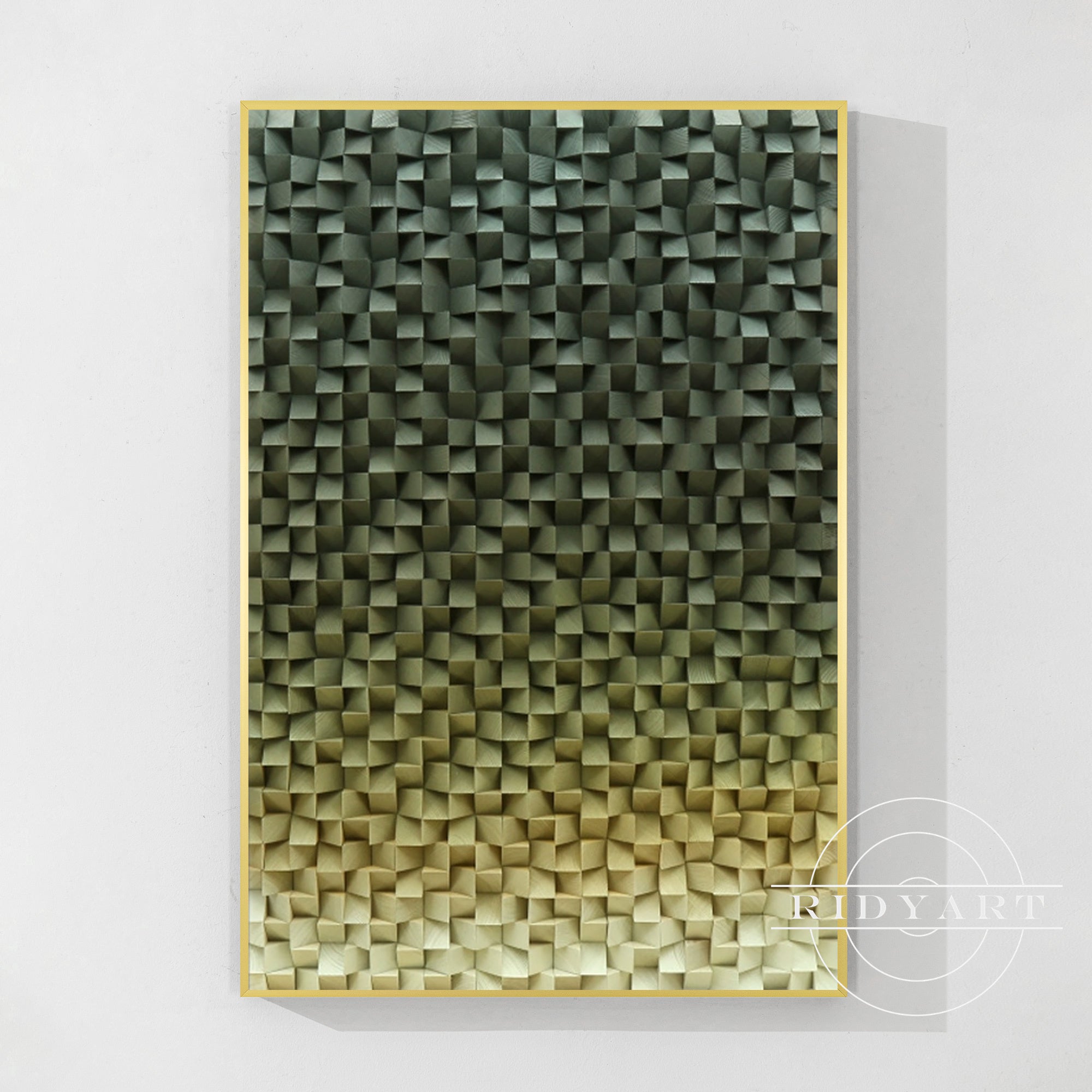 Modern geometric ombre wood block wall decor