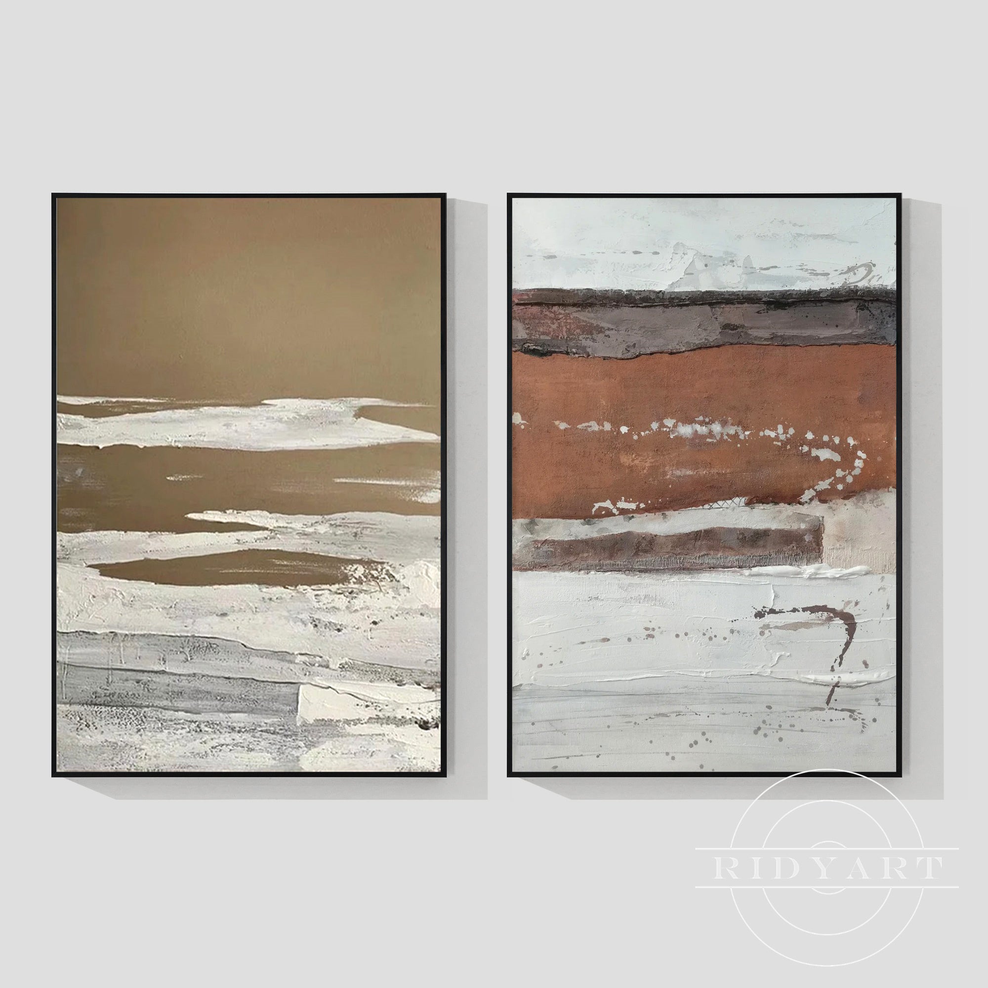 Earthy tone modern wall art with layered textures