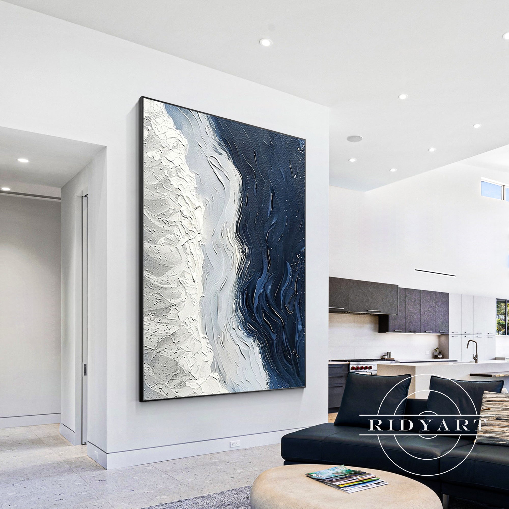 Abstract seascape canvas wall art for living room decoration.