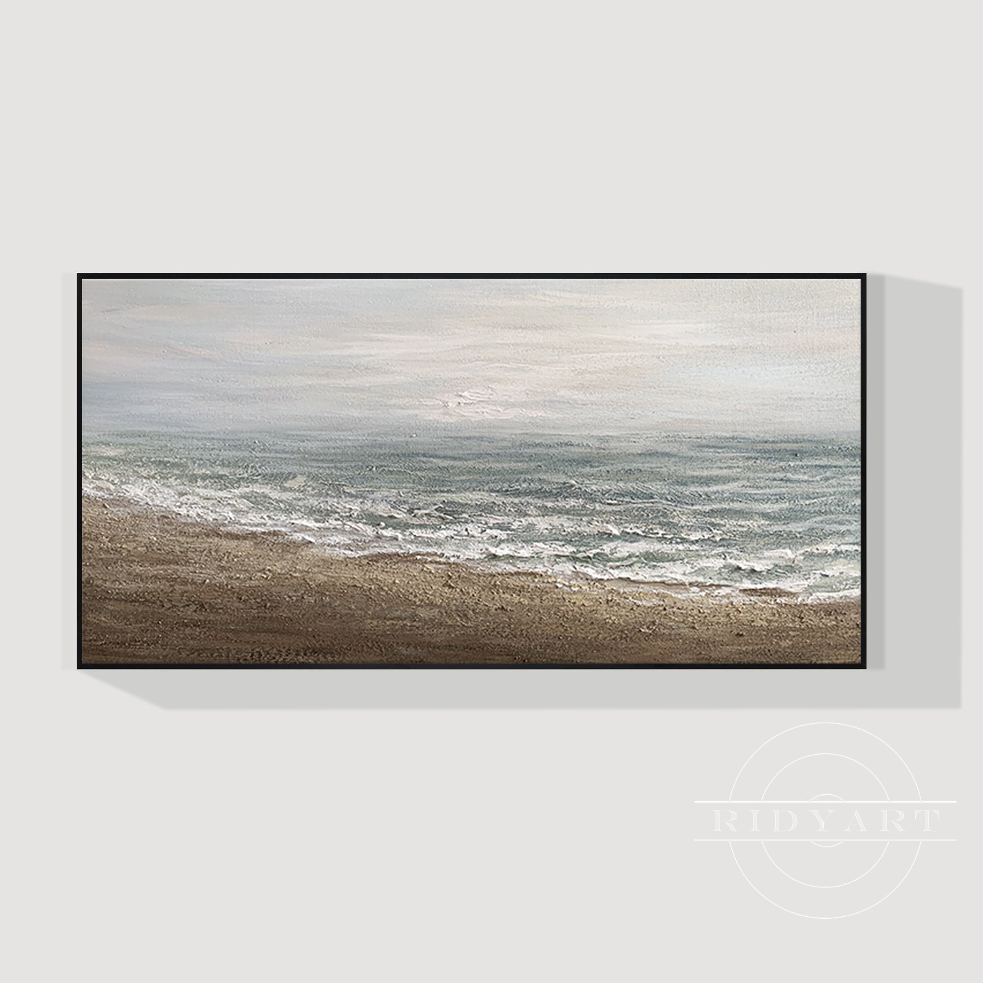 Textured ocean canvas wall art in brown and gray