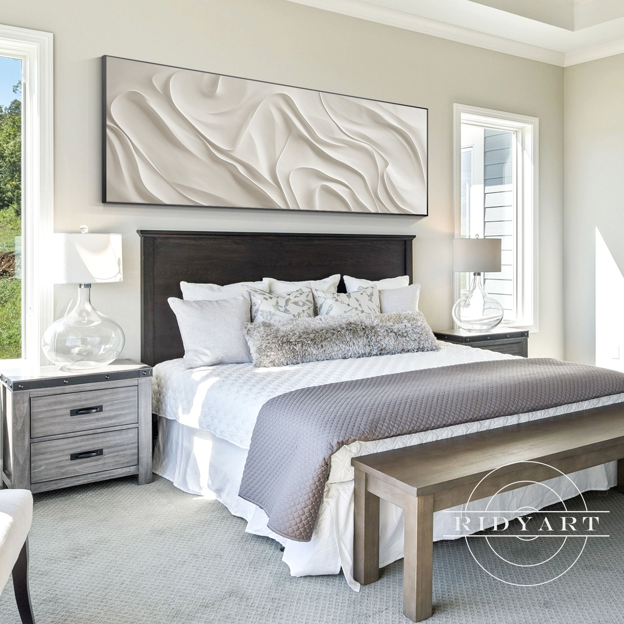 Large white mountain-inspired artwork for modern interiors