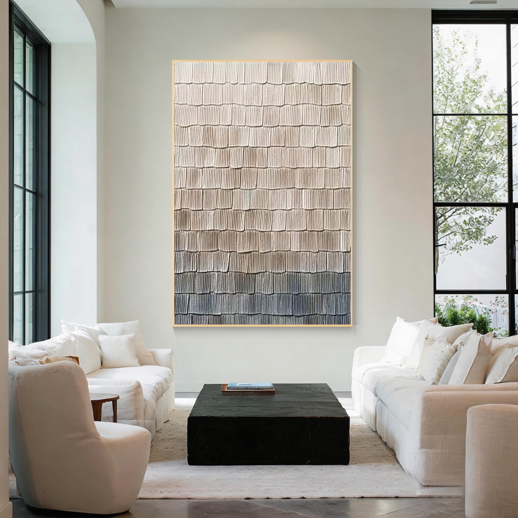 beige gray abstract textured canvas wall art minimalist decor
