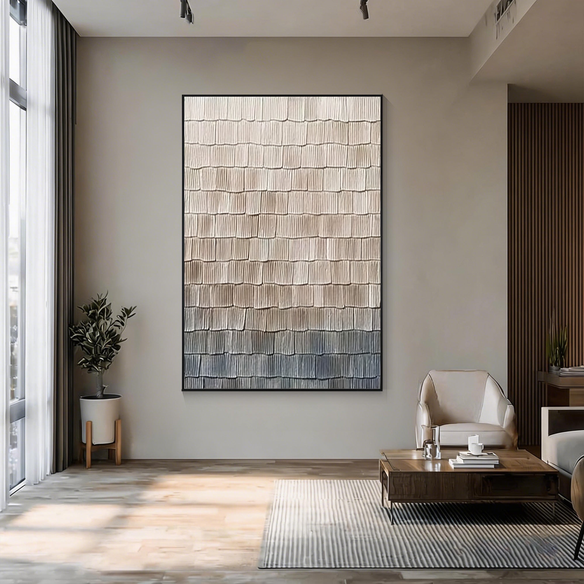 neutral wabi sabi wall art textured beige gray painting