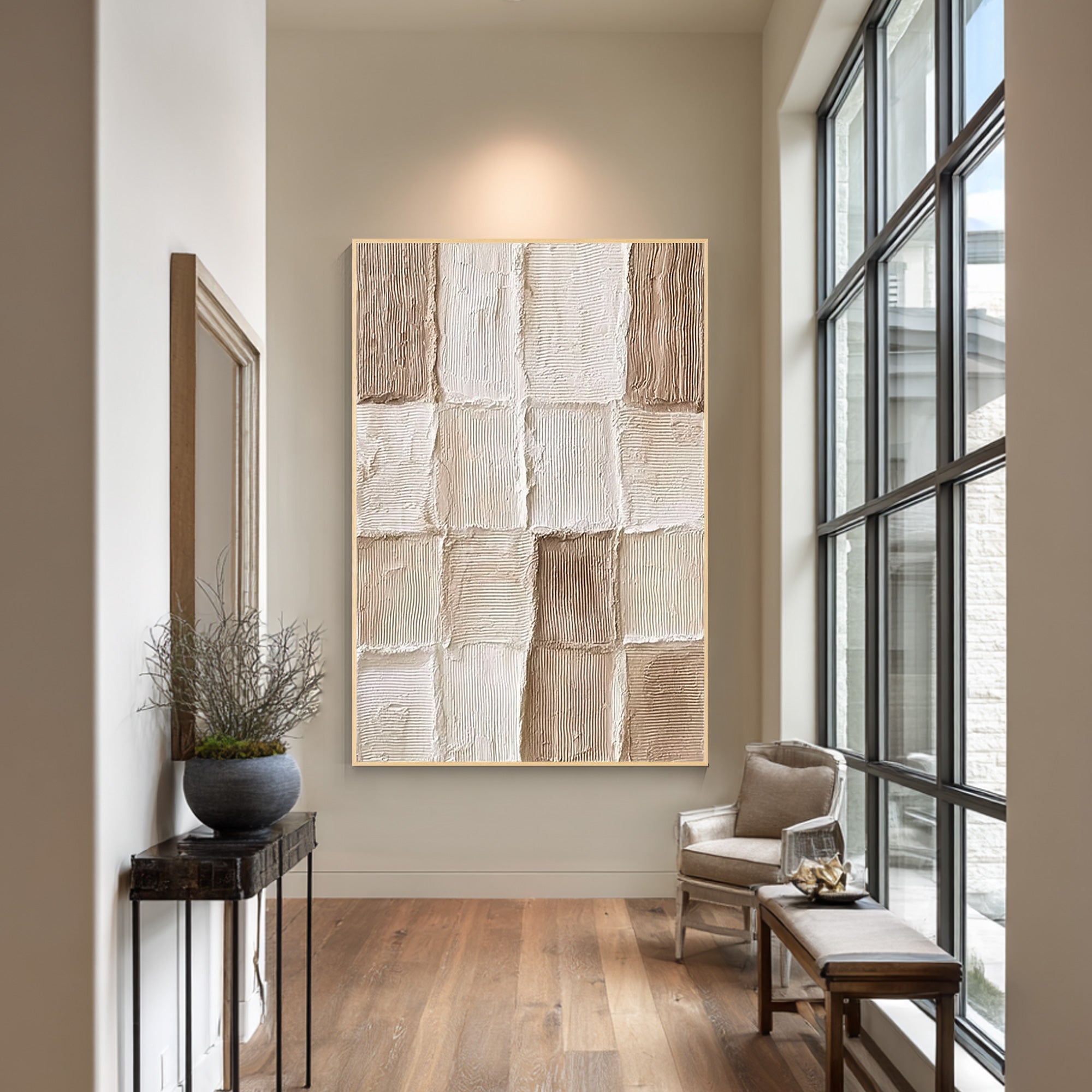 large beige abstract wall art textured modern home decor