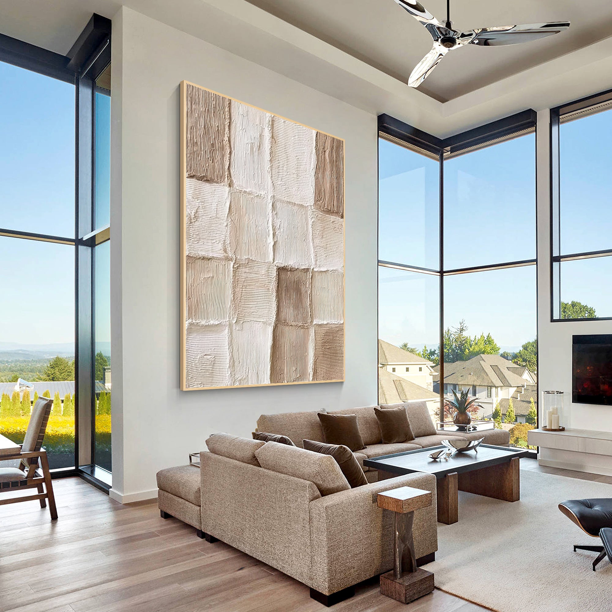 beige textured wall art wabi sabi plaster canvas painting