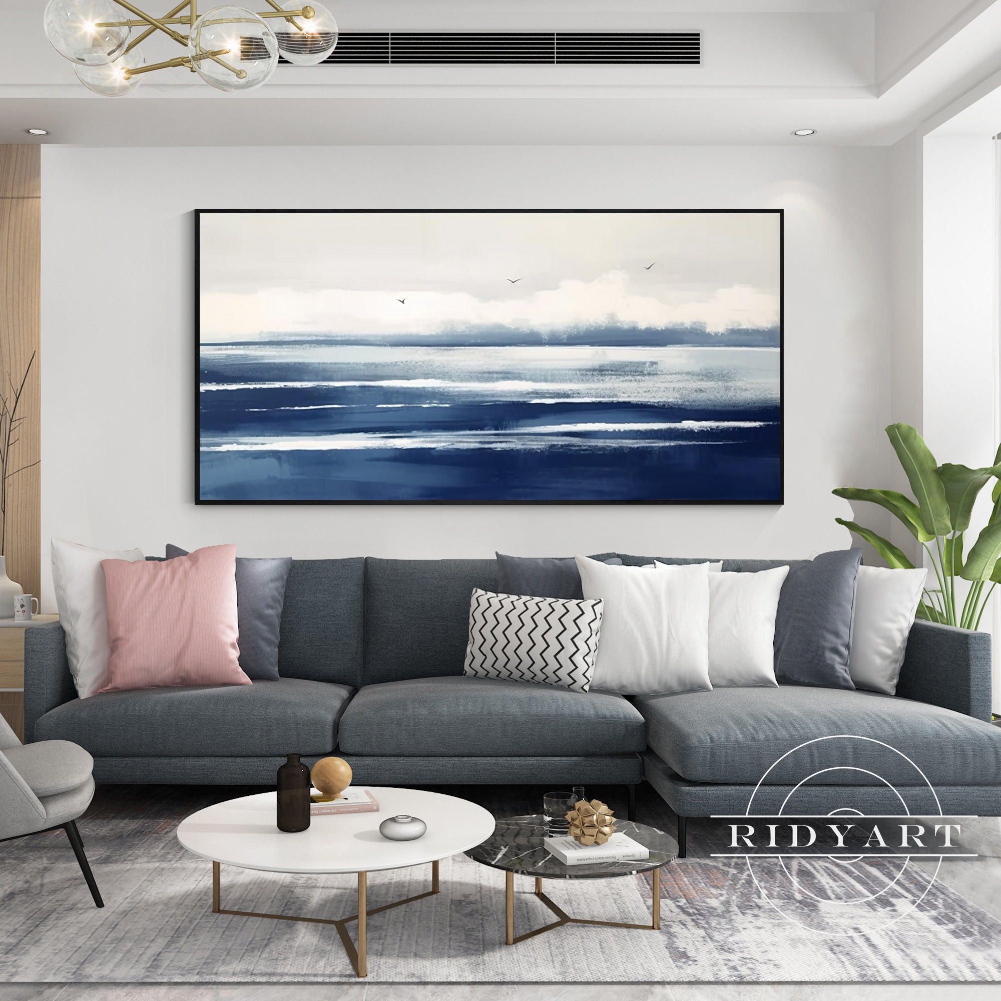 Tranquil ocean horizon artwork for modern home decor