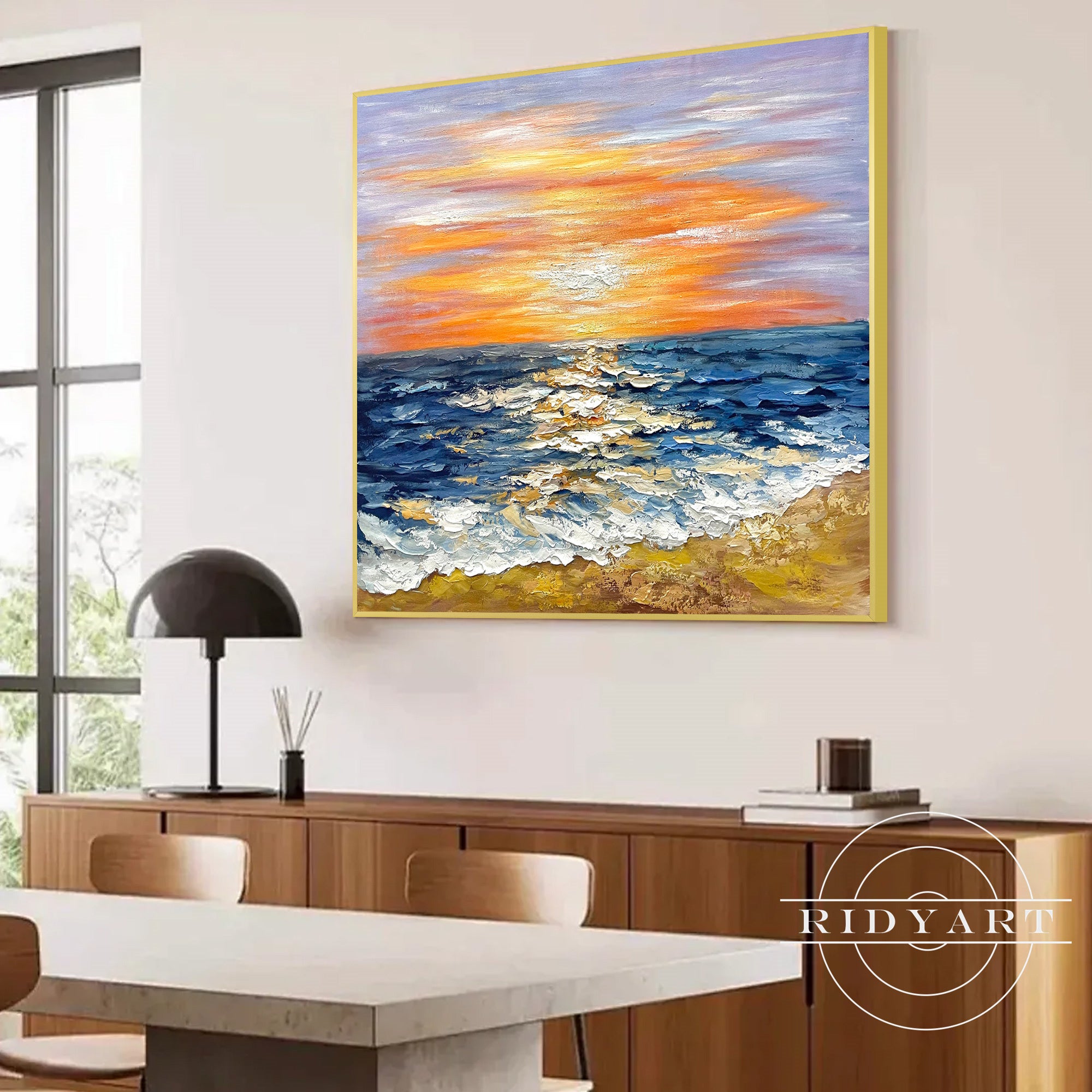 3D ocean painting for modern living room coastal theme