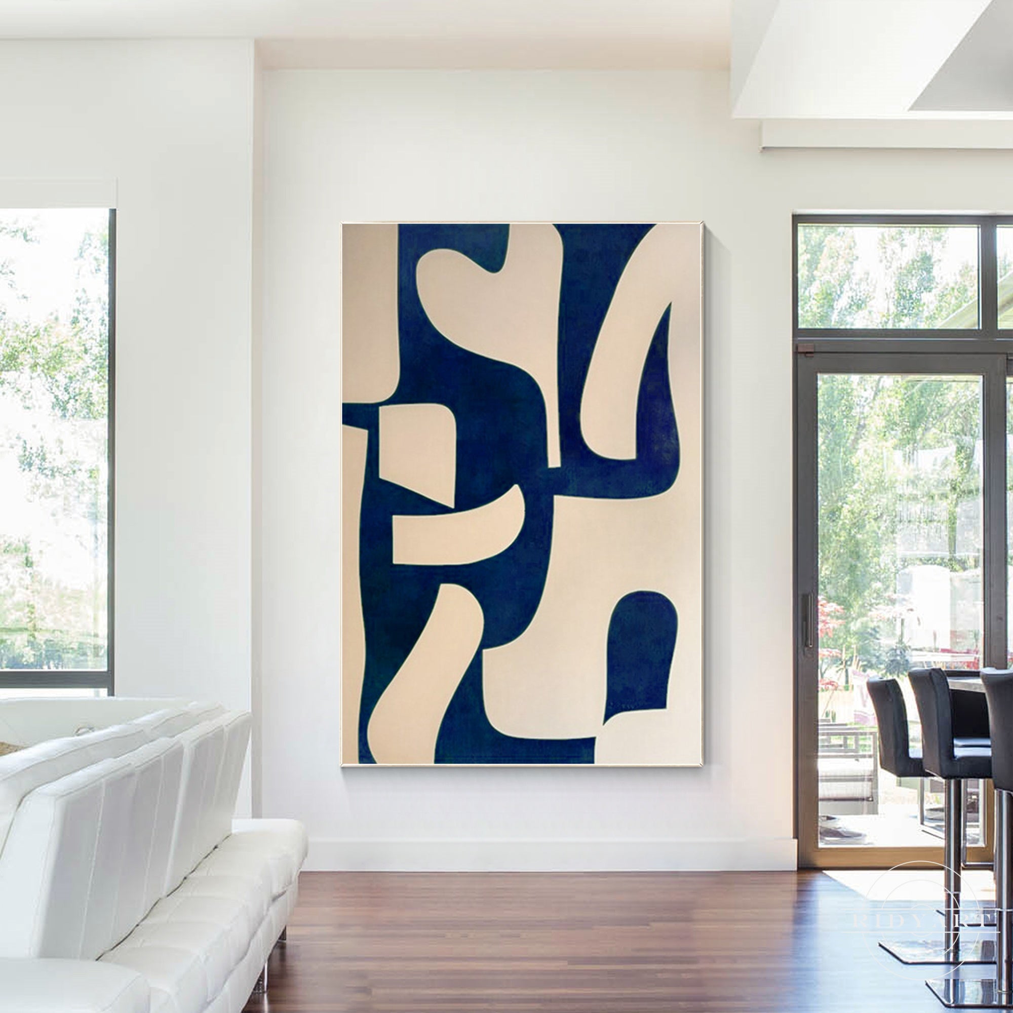 Oversized vertical abstract wall painting