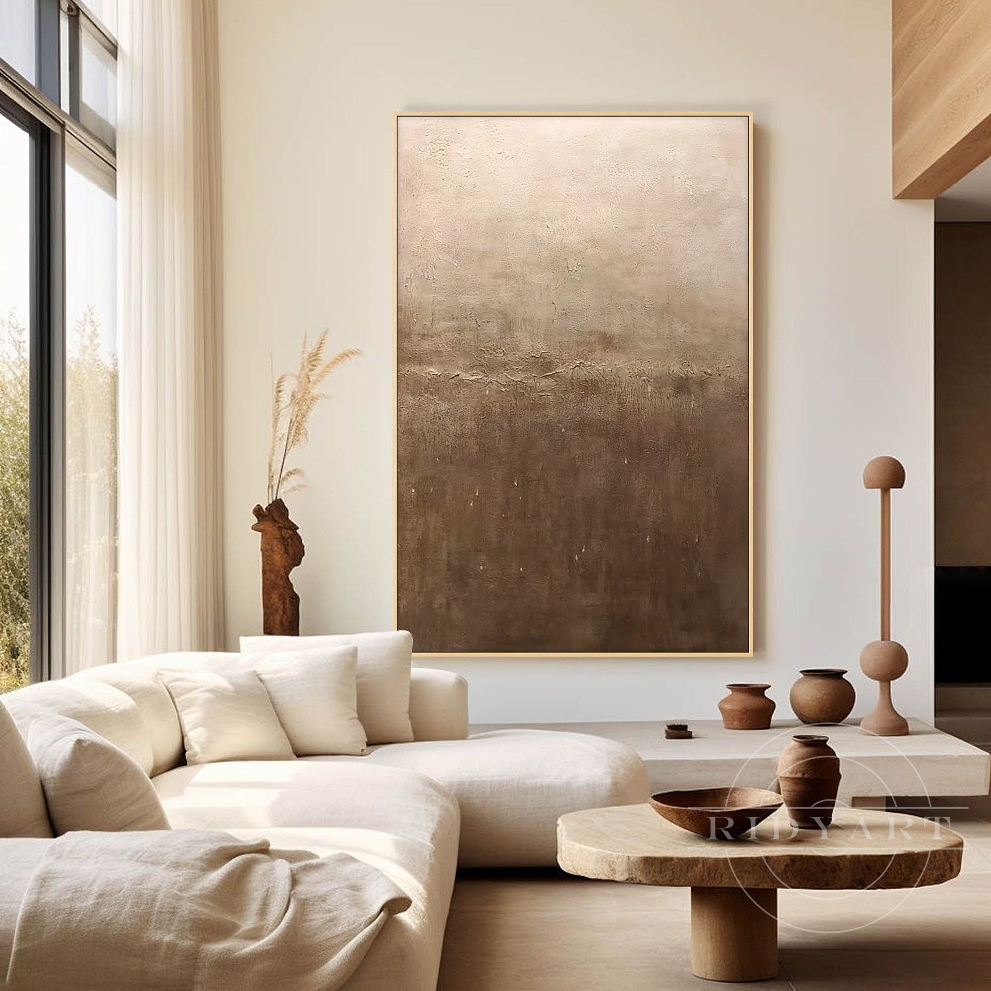 wabi sabi chocolate brown abstract wall art canvas