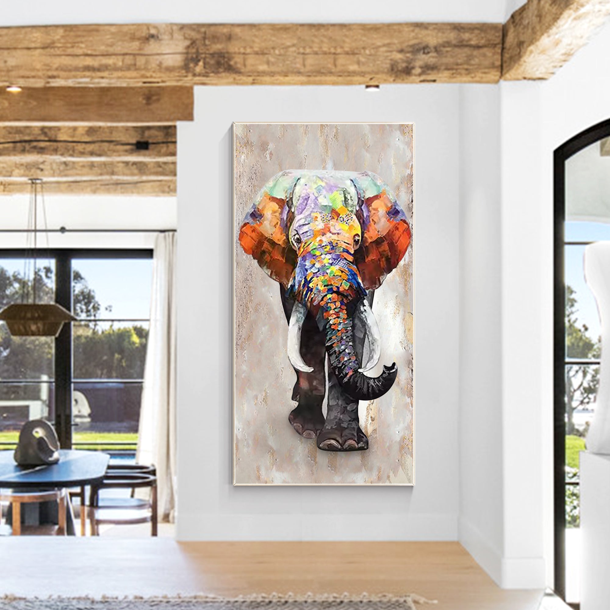 Wabi-Sabi and pop art style elephant wall art