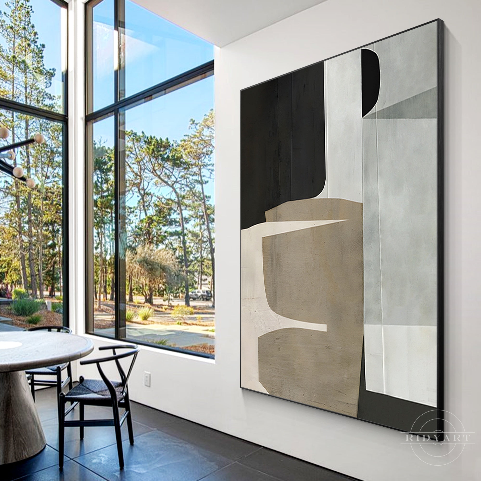 Minimalist Wabi Sabi wall art with organic shapes