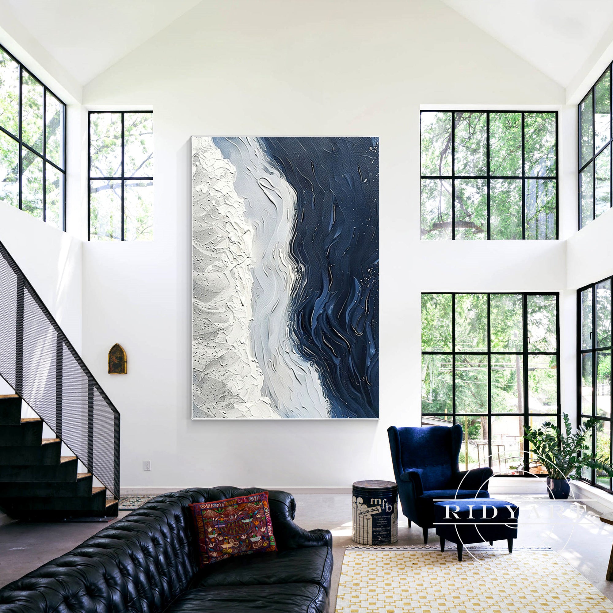 Extra-large ocean-inspired artwork for modern home decor.