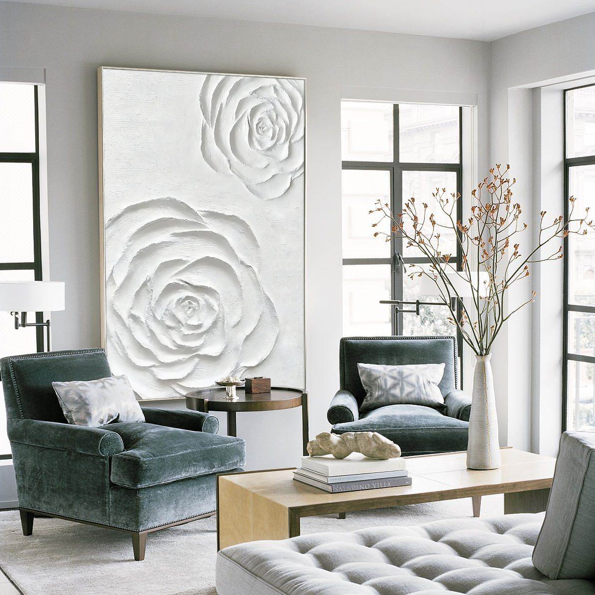 white flower wall art