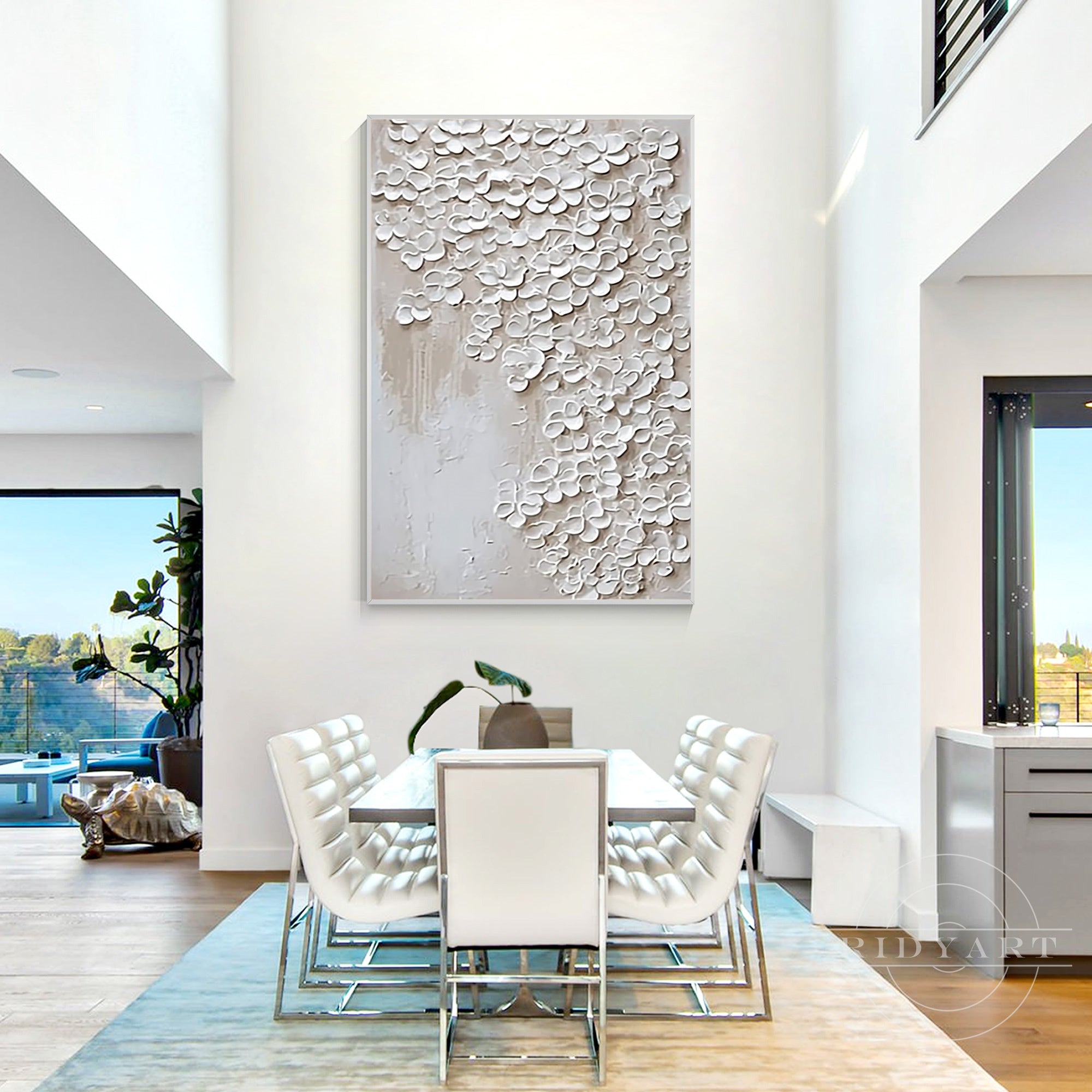 Extra large daisy abstract wall art