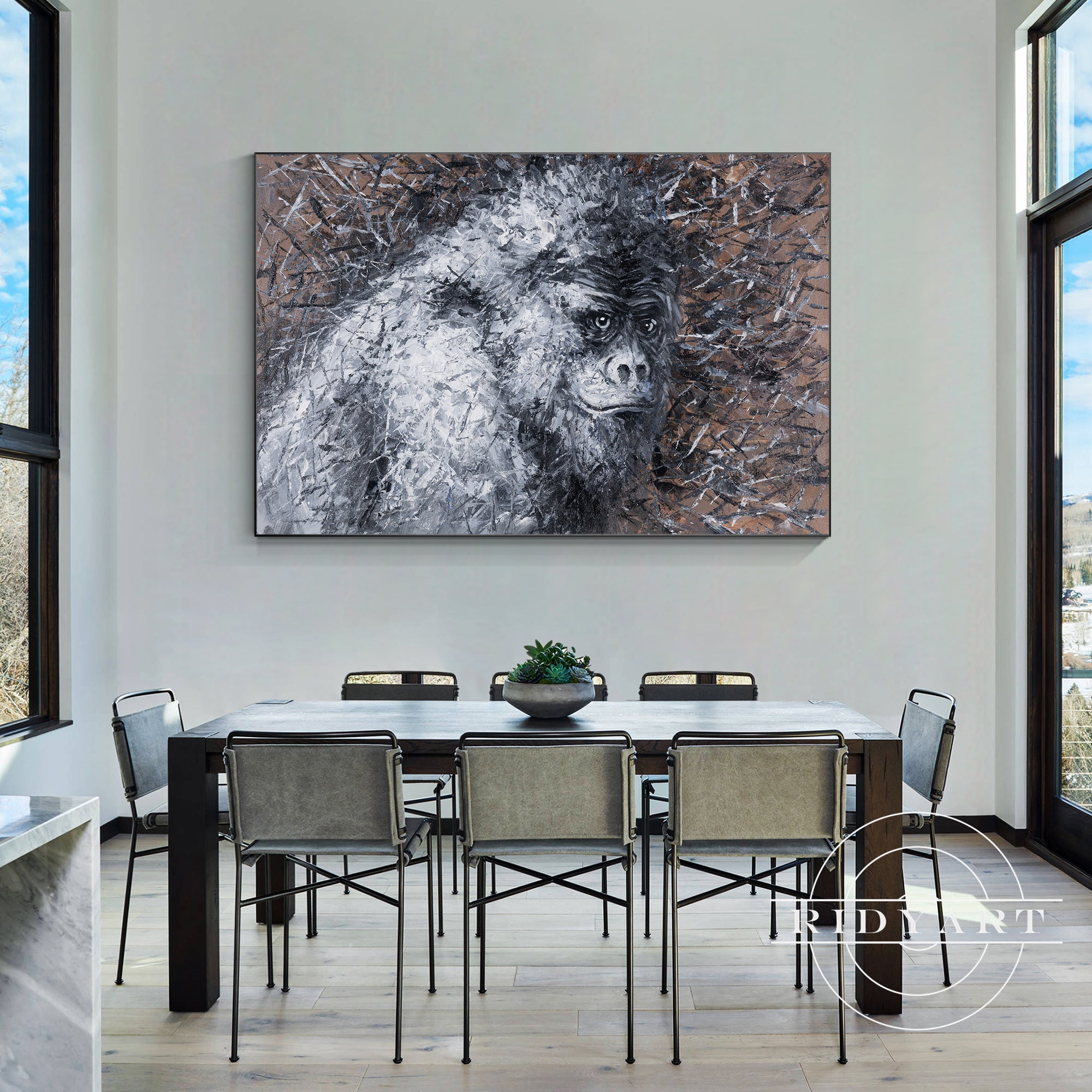 Wildlife gorilla art for living room