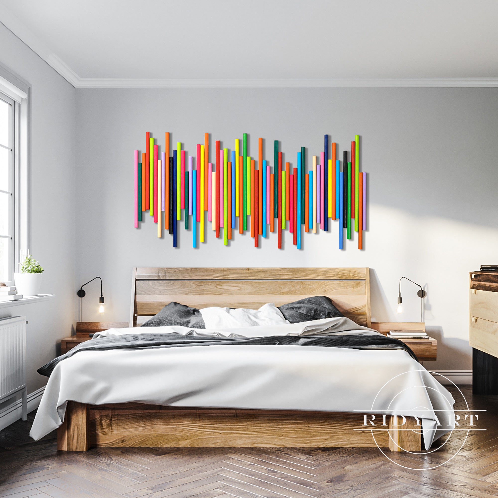 Wandkunst „Gold Mountain“ in Marineblau