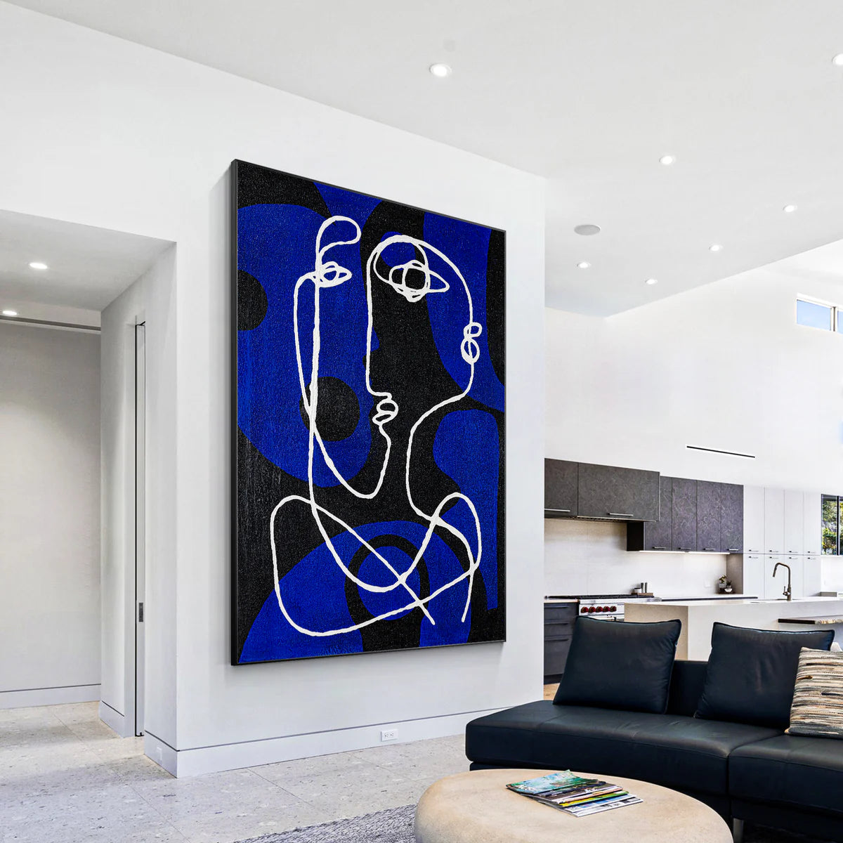 Artistic Dialogue: The Blend of Picasso Line Art and Yves Klein's Colors