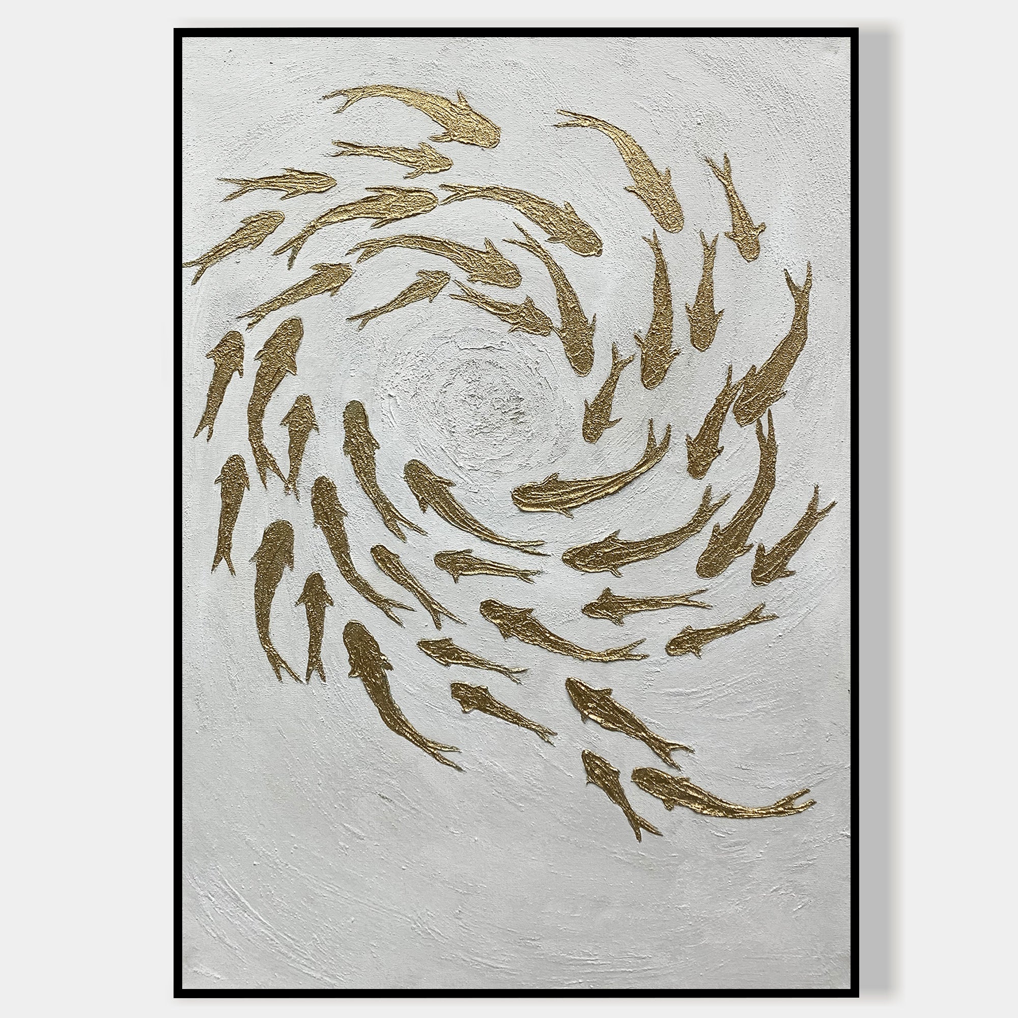 Modern Abstract Fsh Zen Oil Painting Gold Wall art