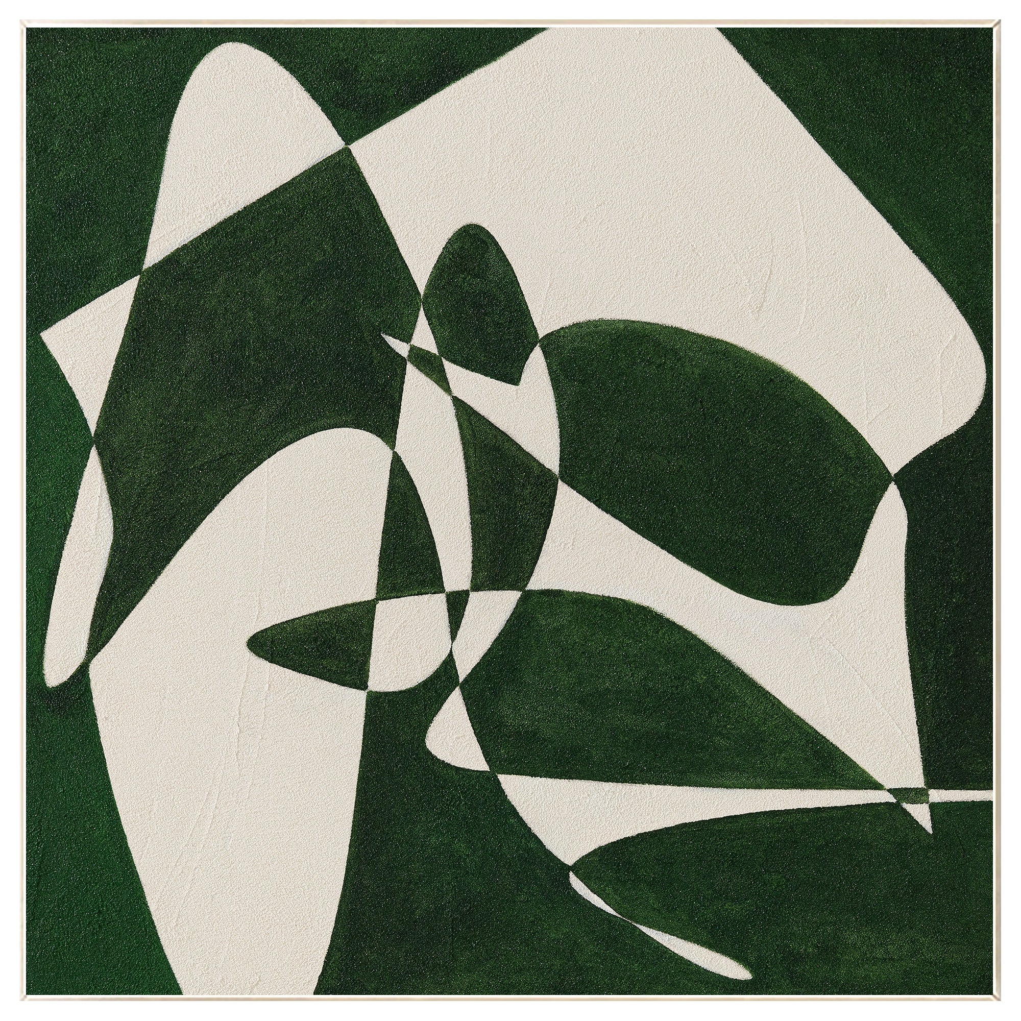 Hunter Green Abstract Geometric Oil Painting