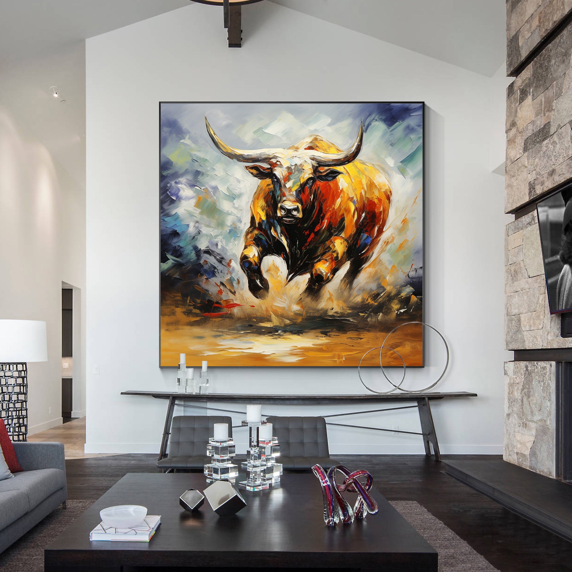 Running Bull Texture Wall Art