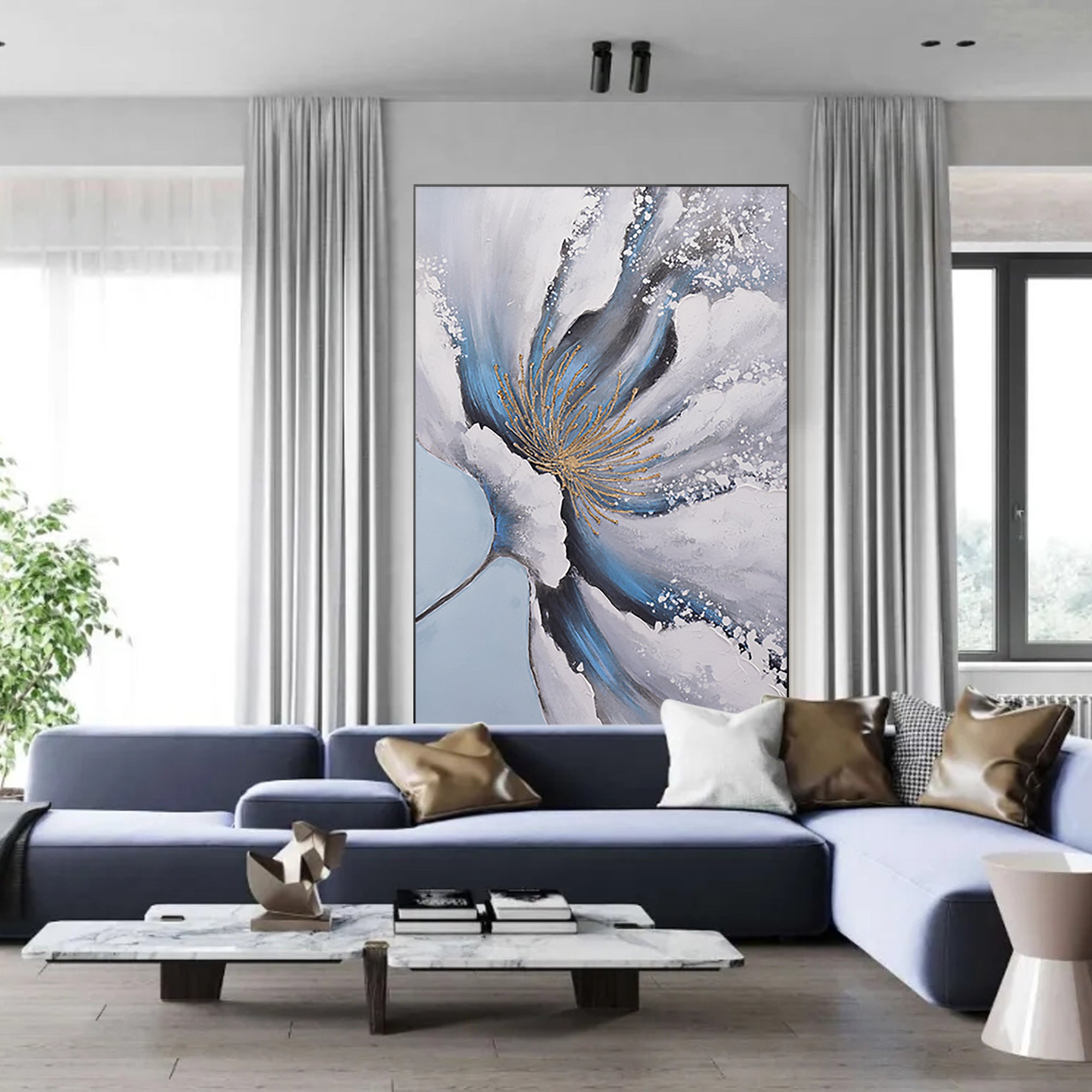 Large Flower Blooming Painting Framed