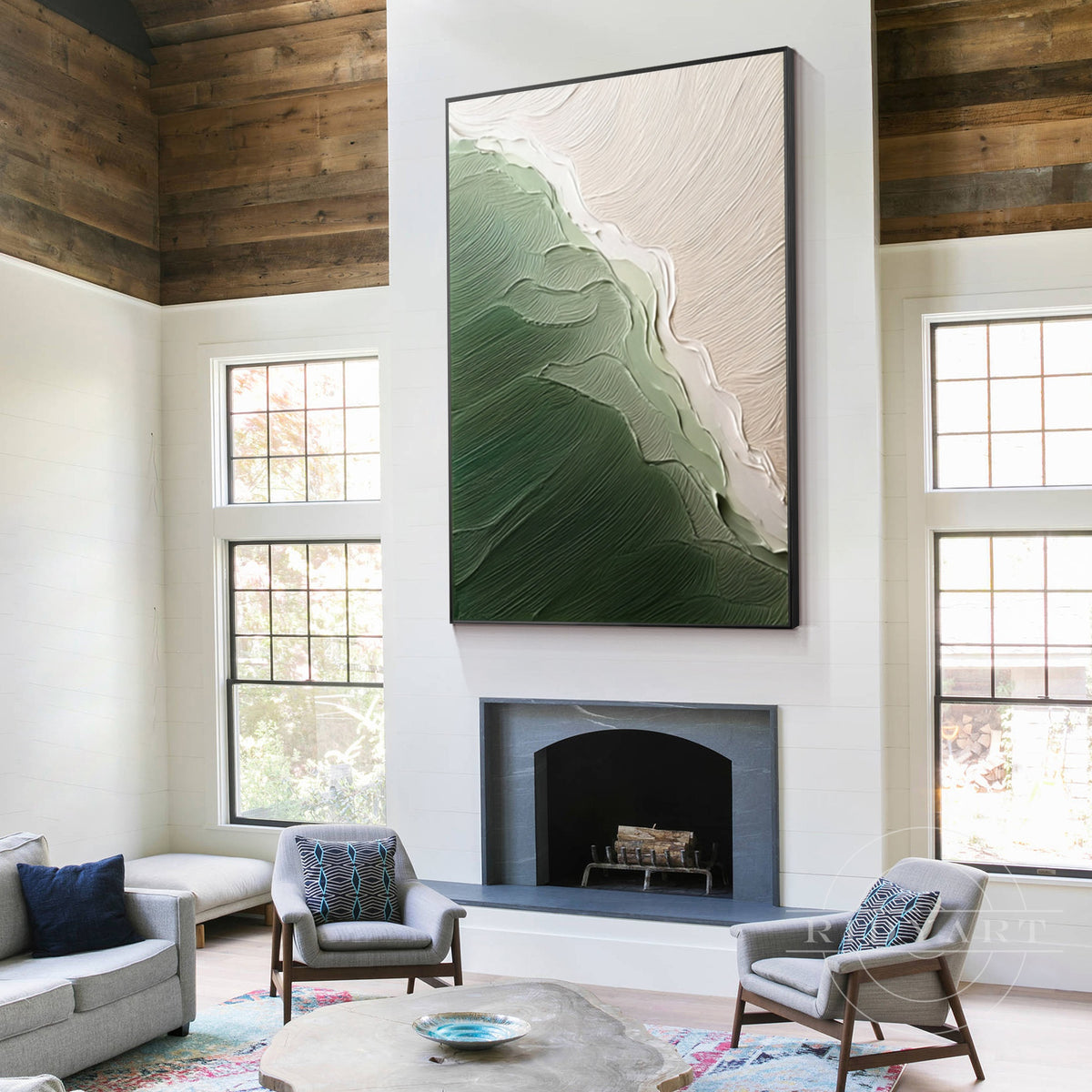 3D Wabi-Sabi textured canvas painting