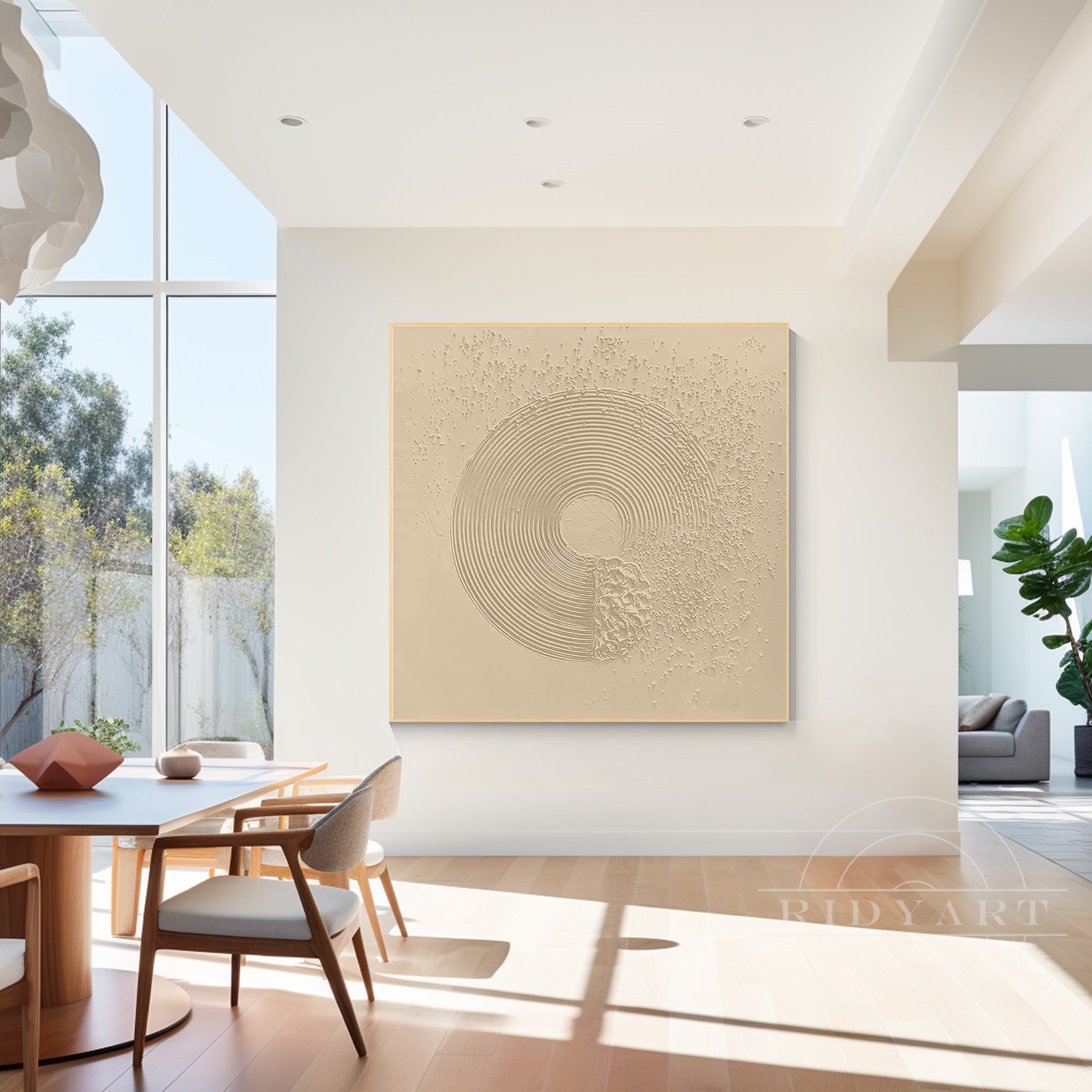 Neutral abstract minimalist wall art large beige canvas painting