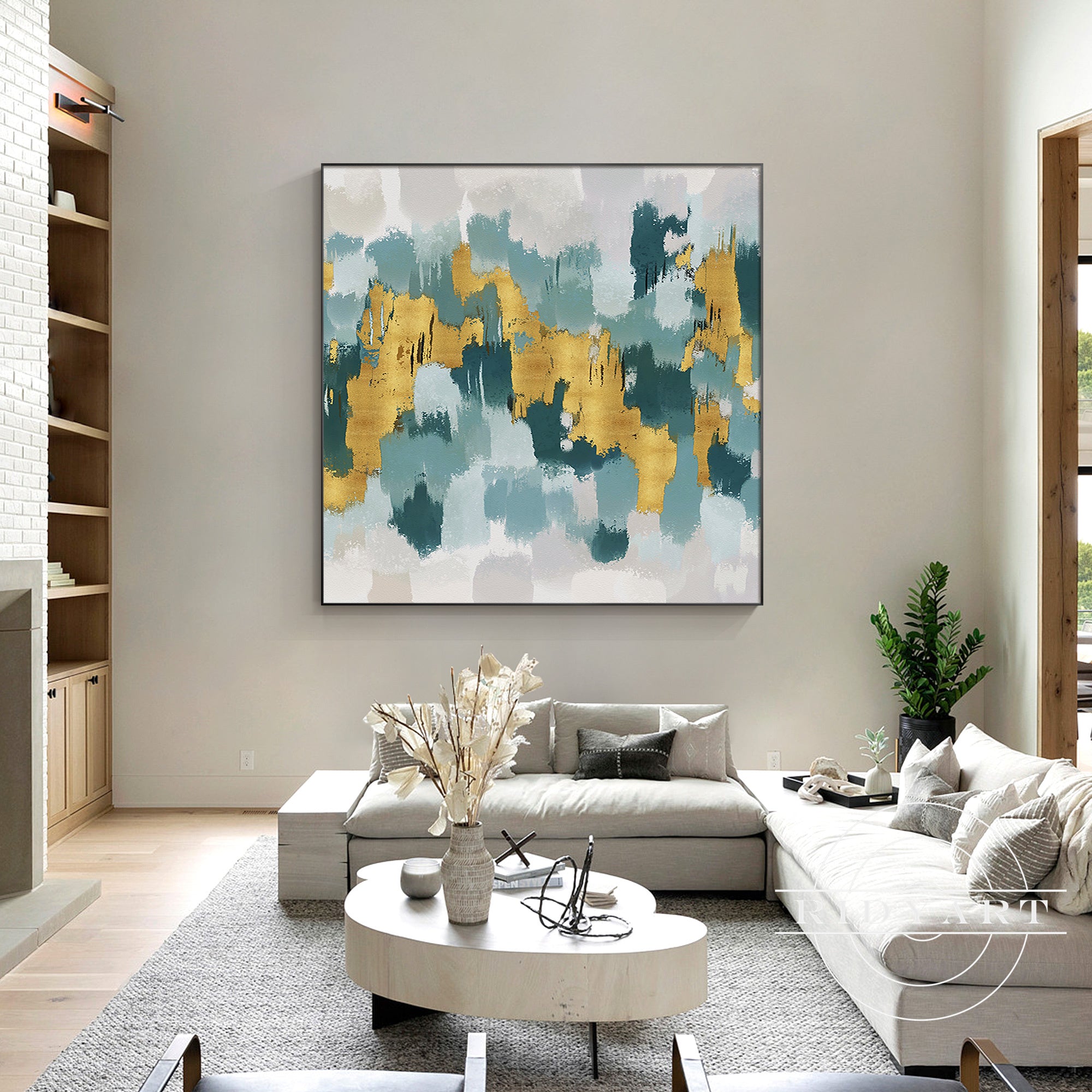 Teal and Gold Painting