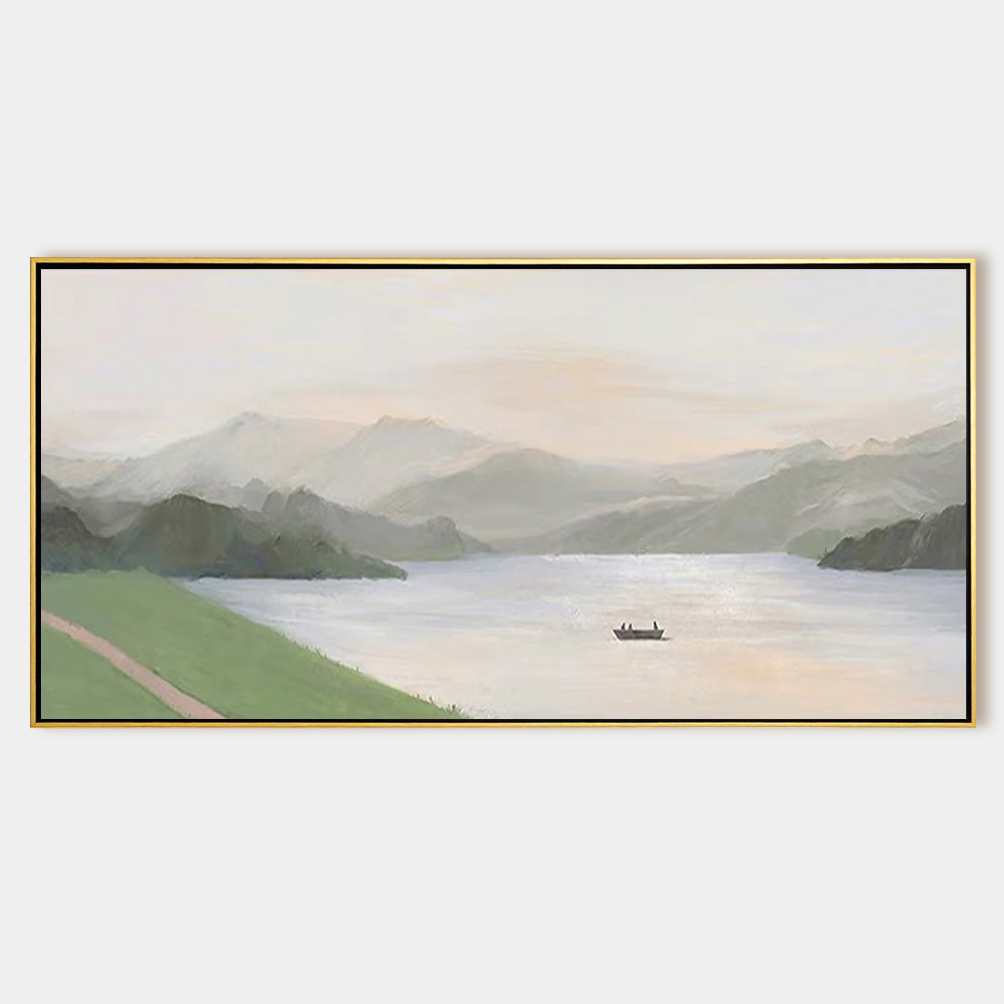 Mountain And Lake Landscape Oil Painting