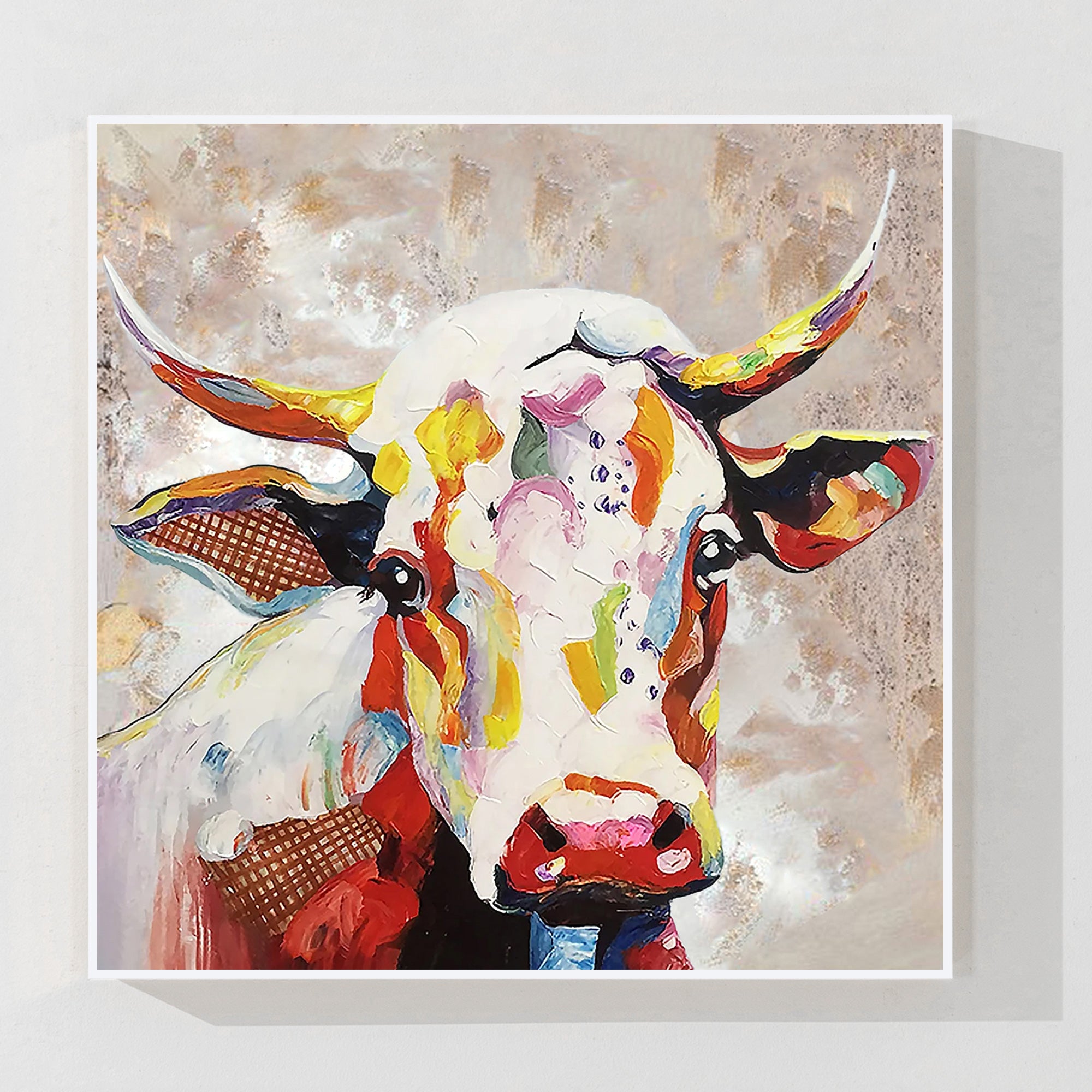 Colorful Cow Oil Painting