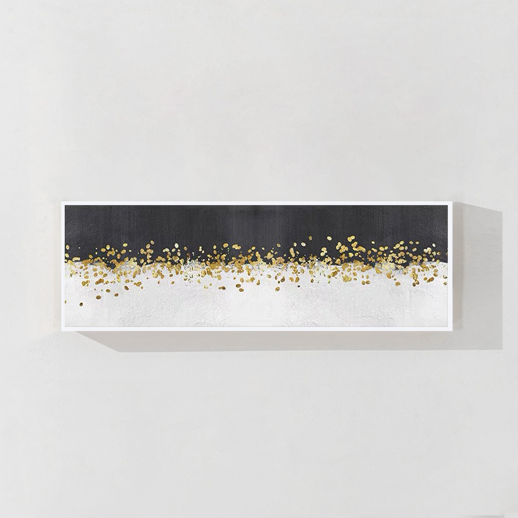 Black and gold foil horizontal painting