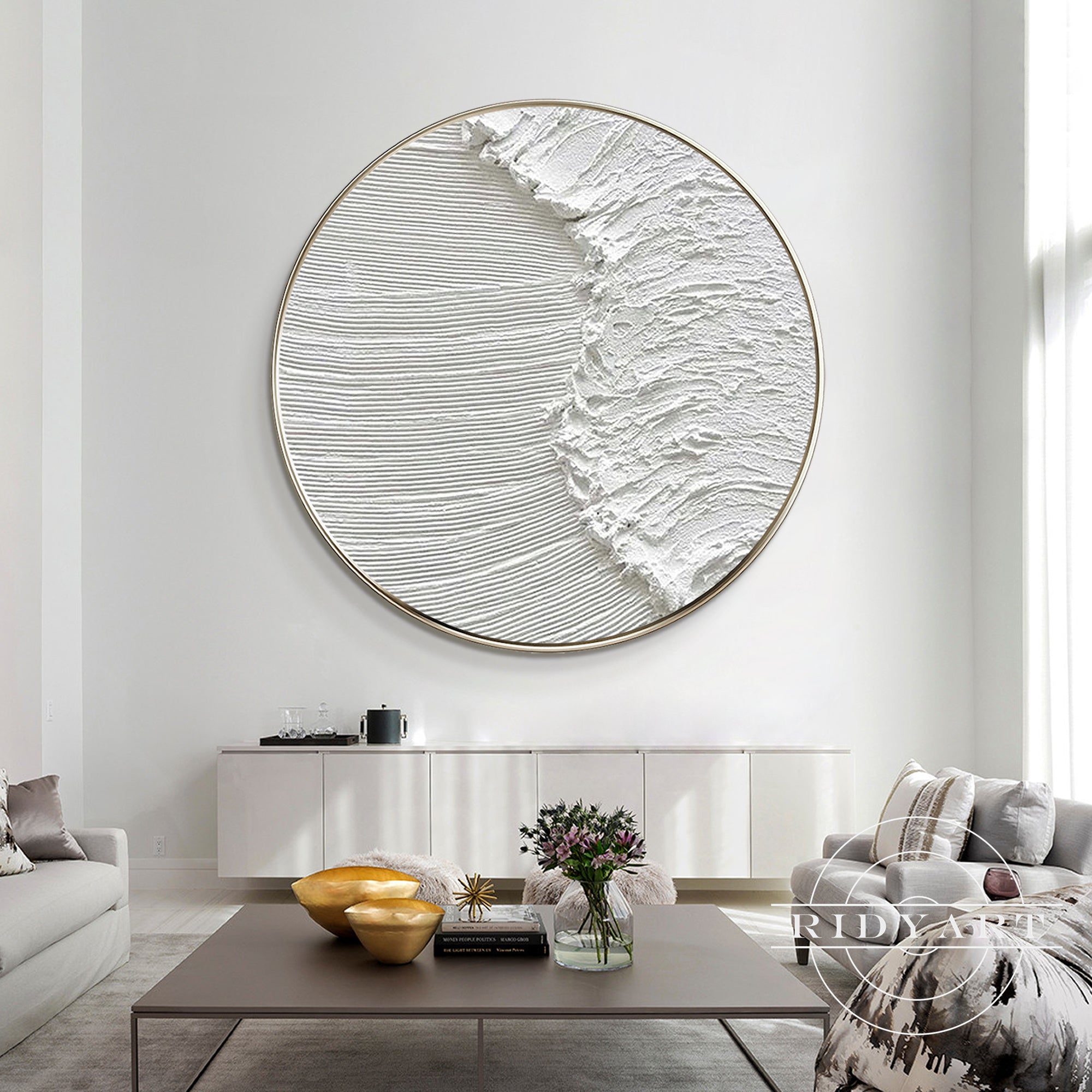 3D Thick Texture Round Ocean Wall Art