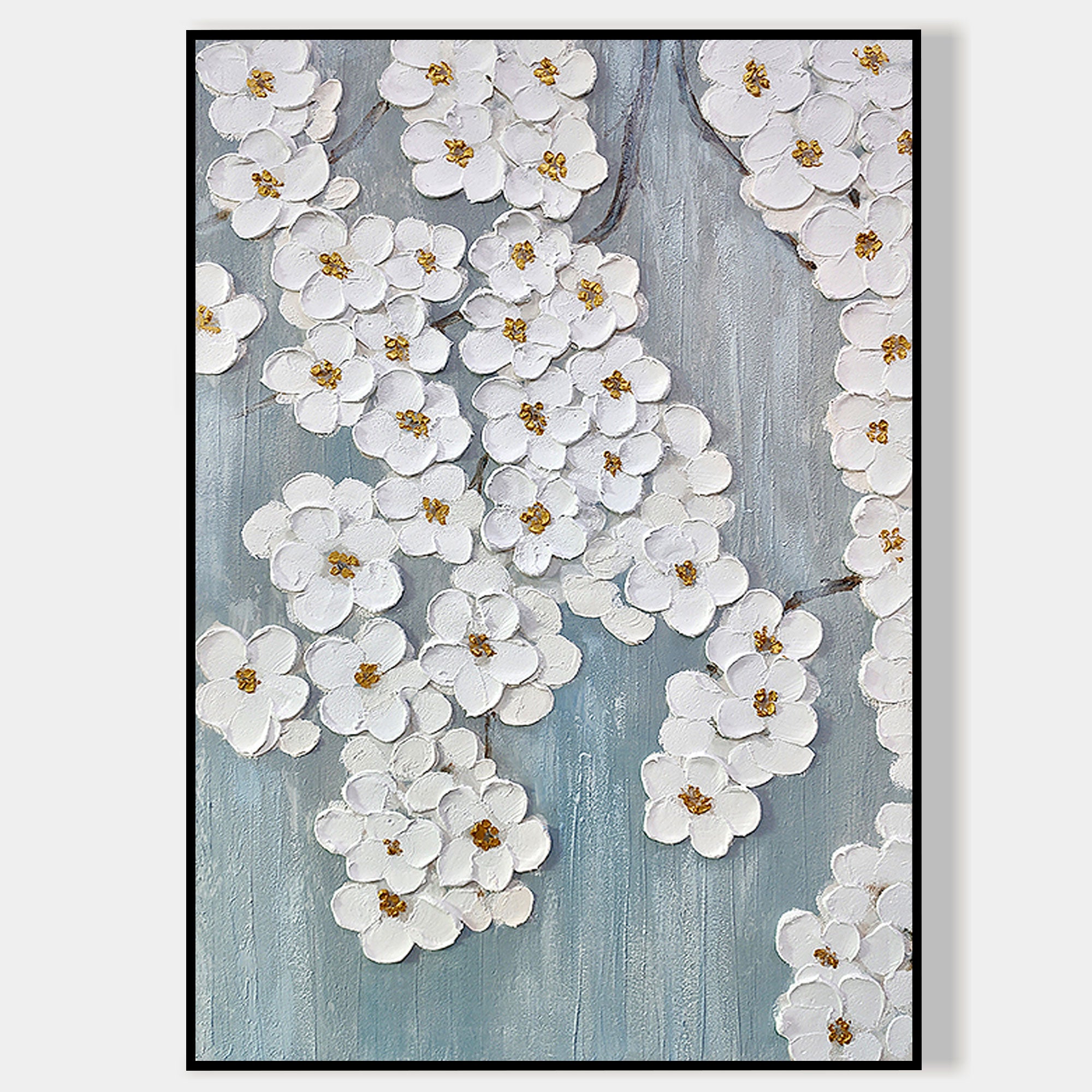 3D Texture White flower Wall Decor