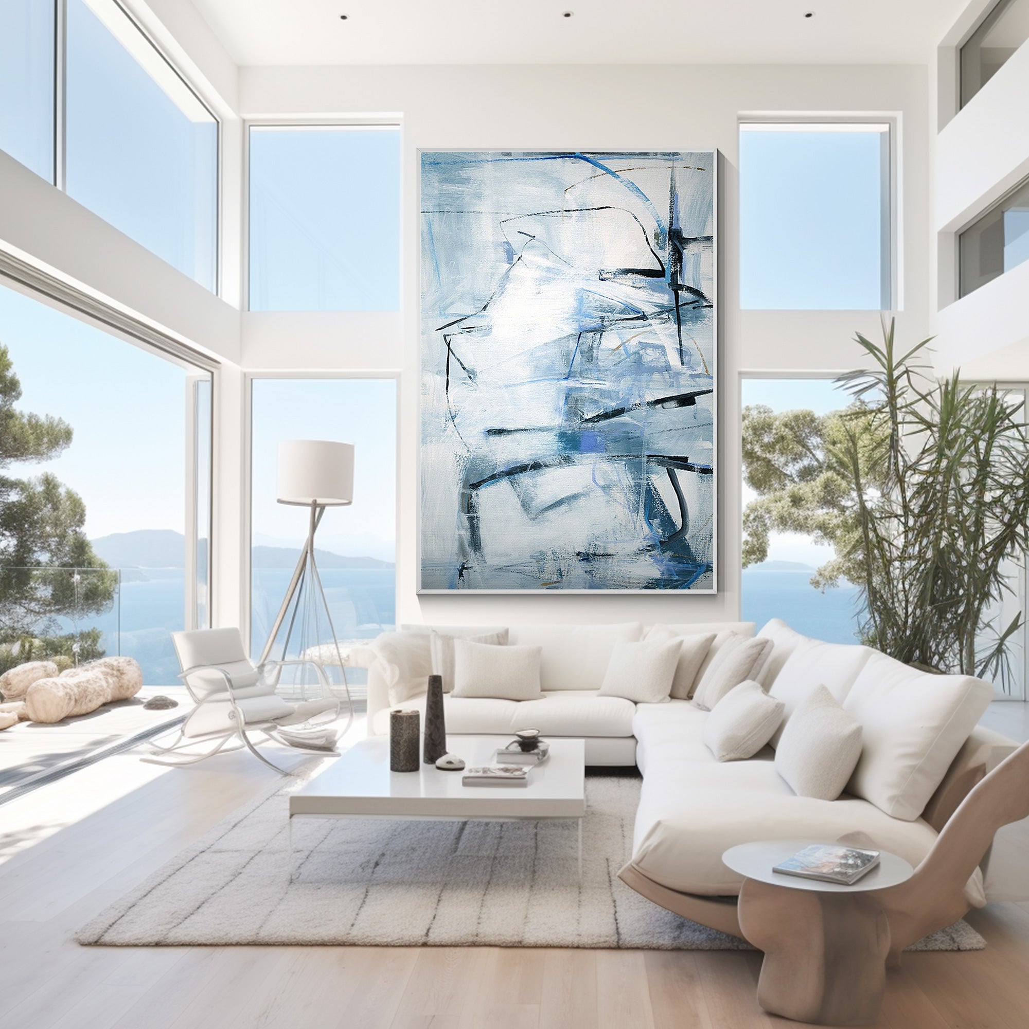 Pale Blue Abstract Painting