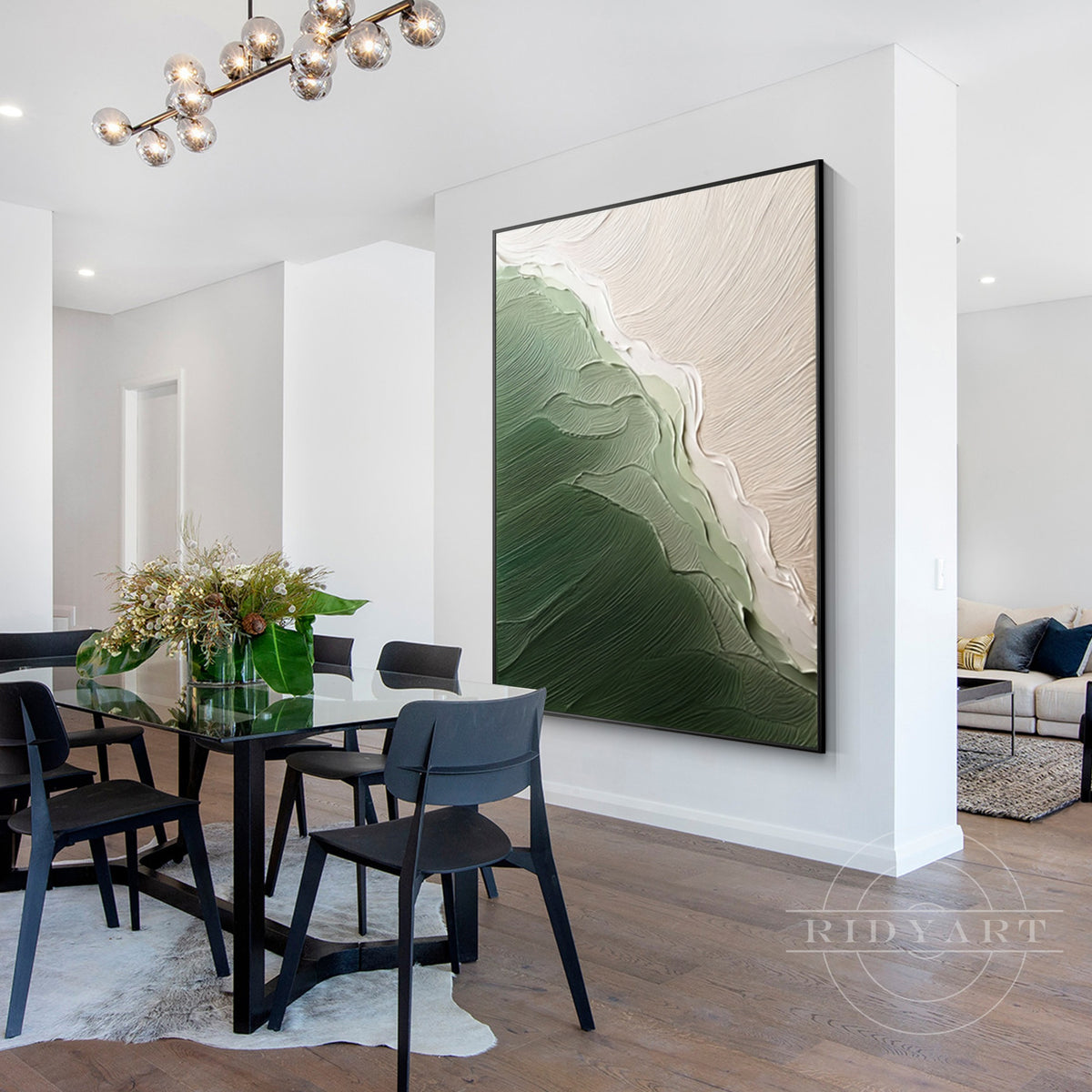 Minimalist abstract sage green artwork